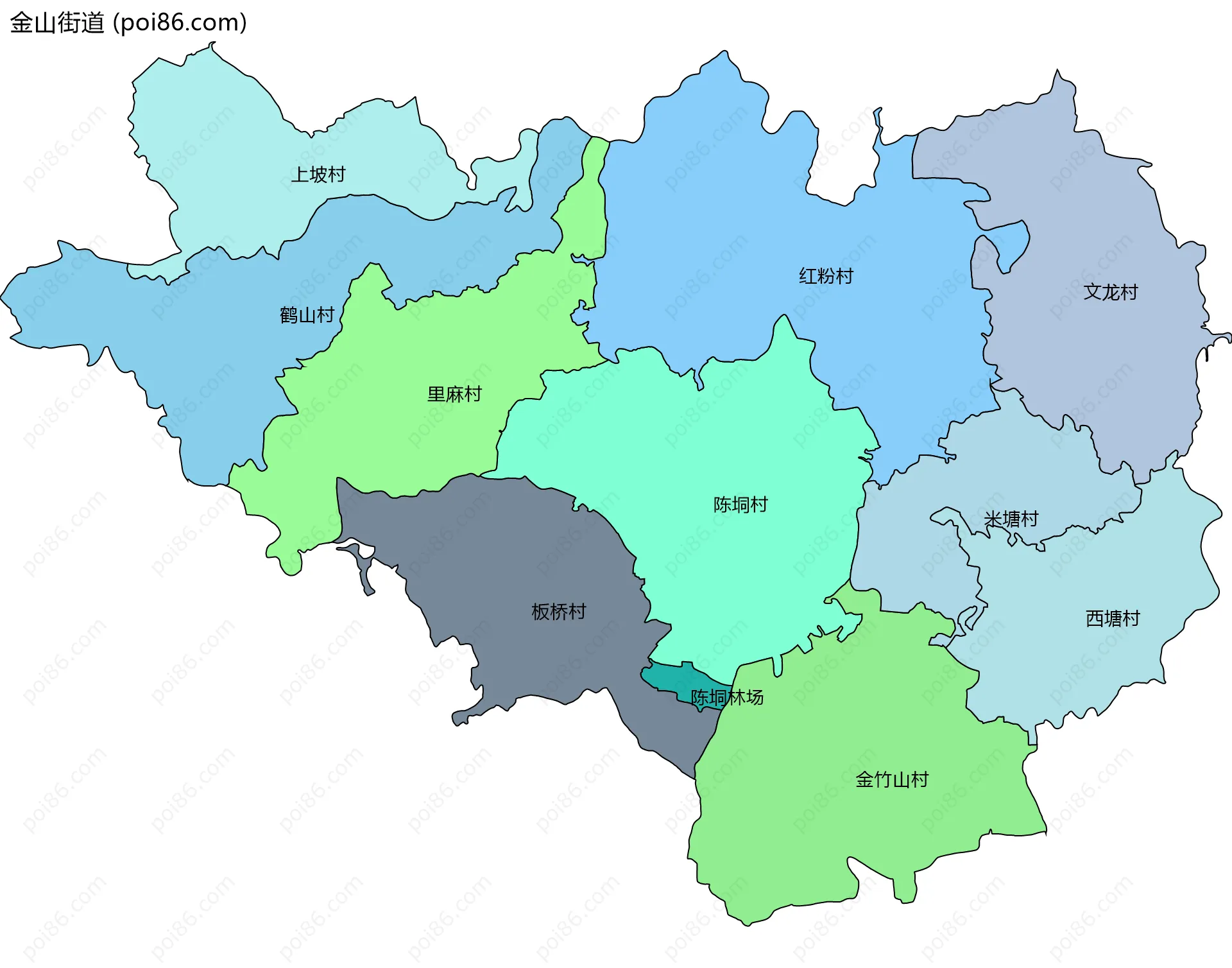 金山街道边界地图(五级行政区划)