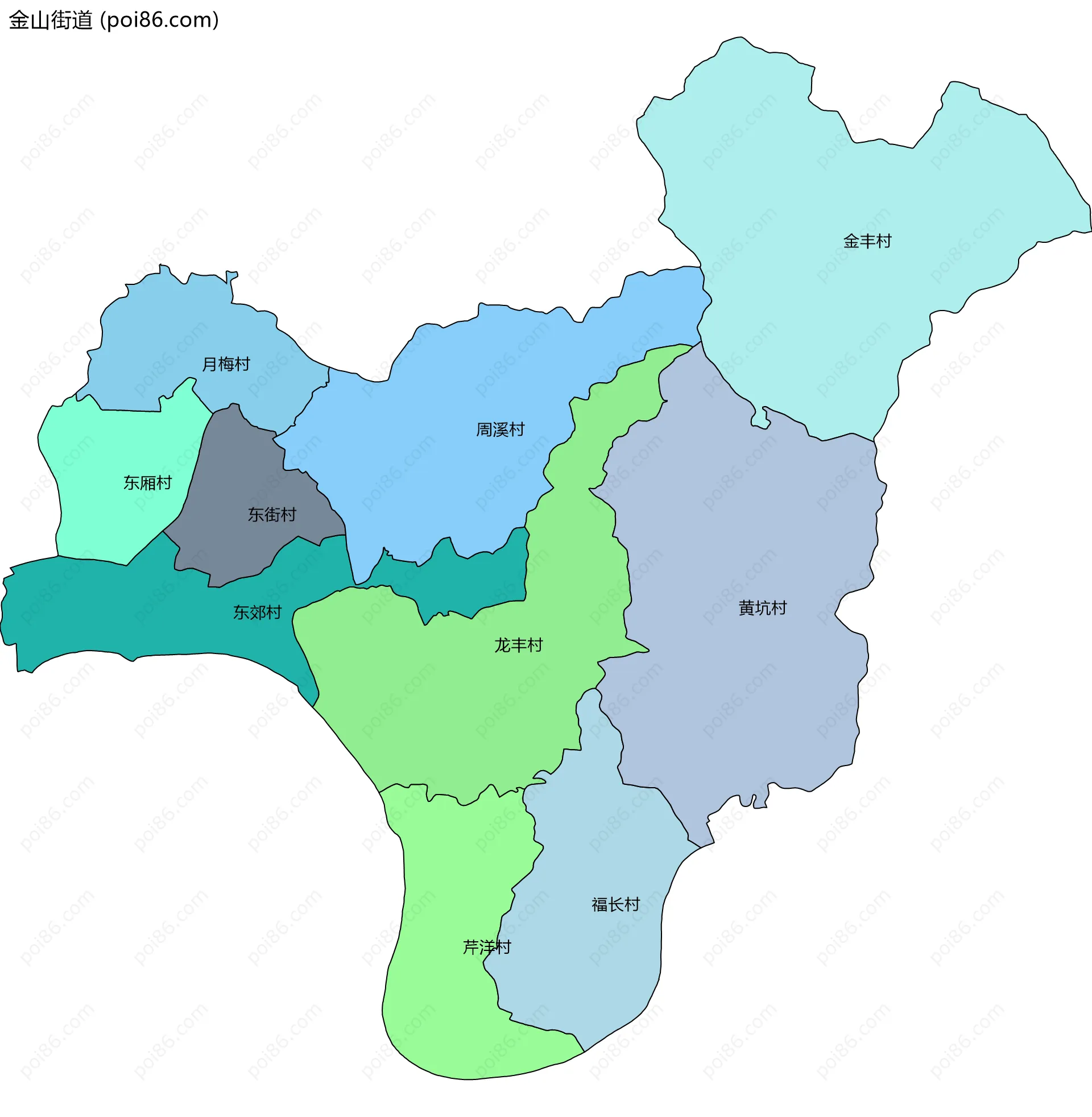 金山街道边界地图(五级行政区划)