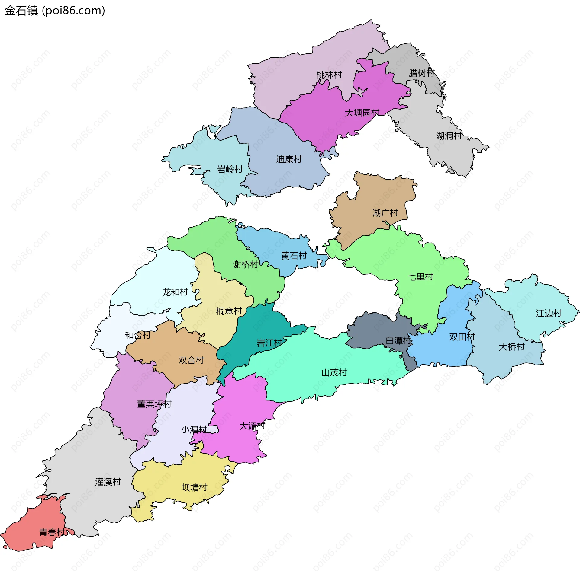 金石镇边界地图(五级行政区划)