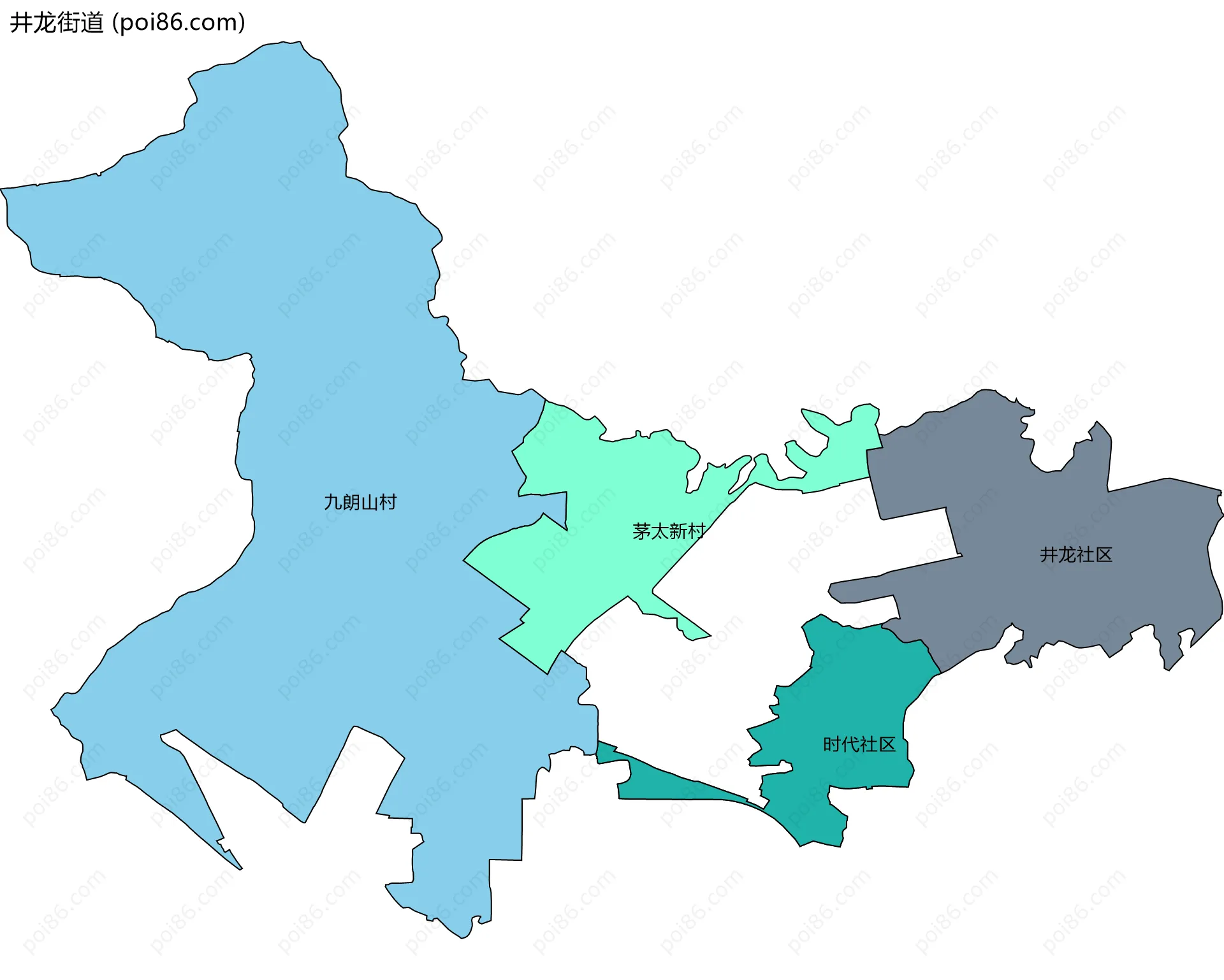 井龙街道边界地图(五级行政区划)