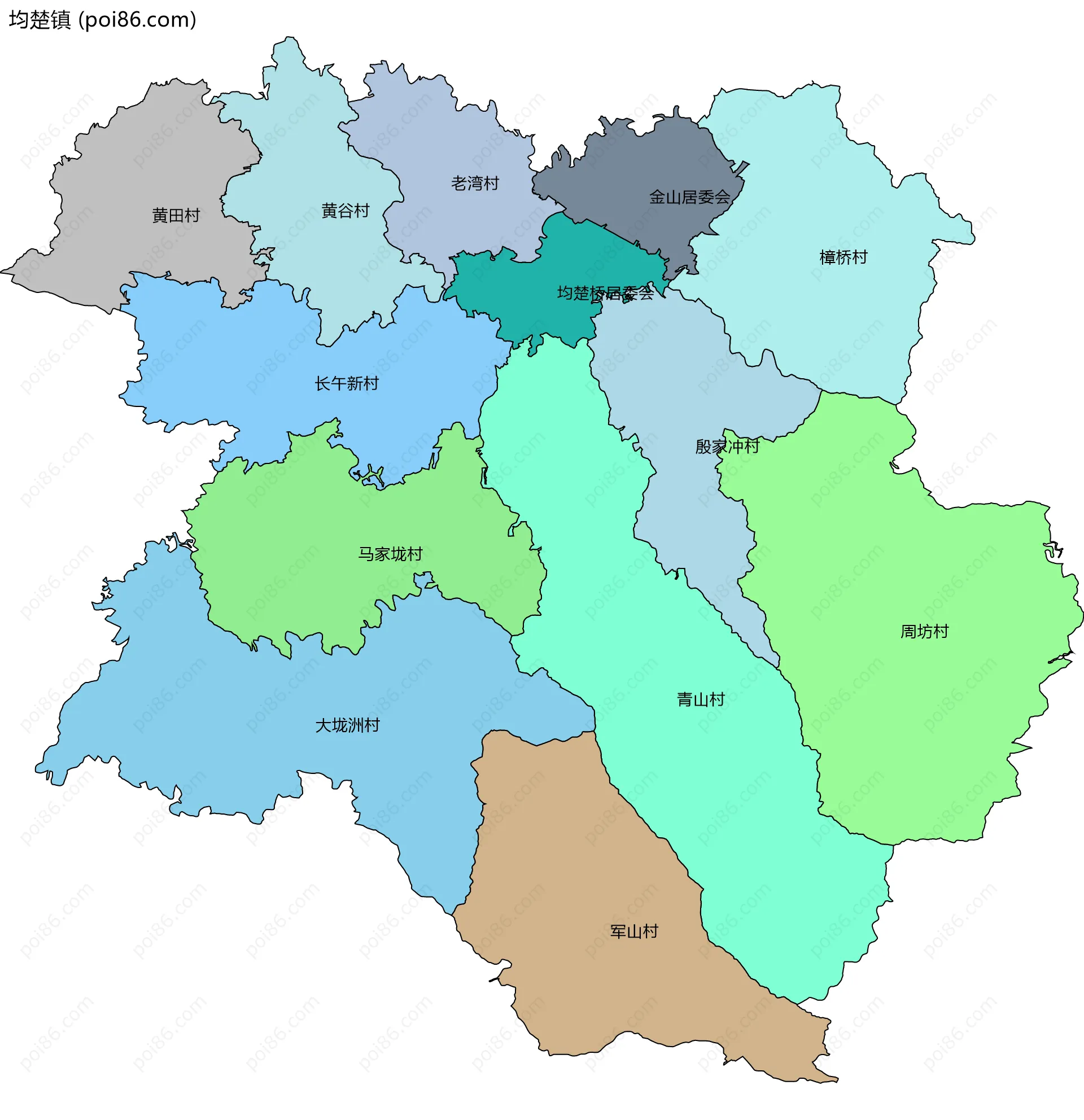 均楚镇边界地图(五级行政区划)