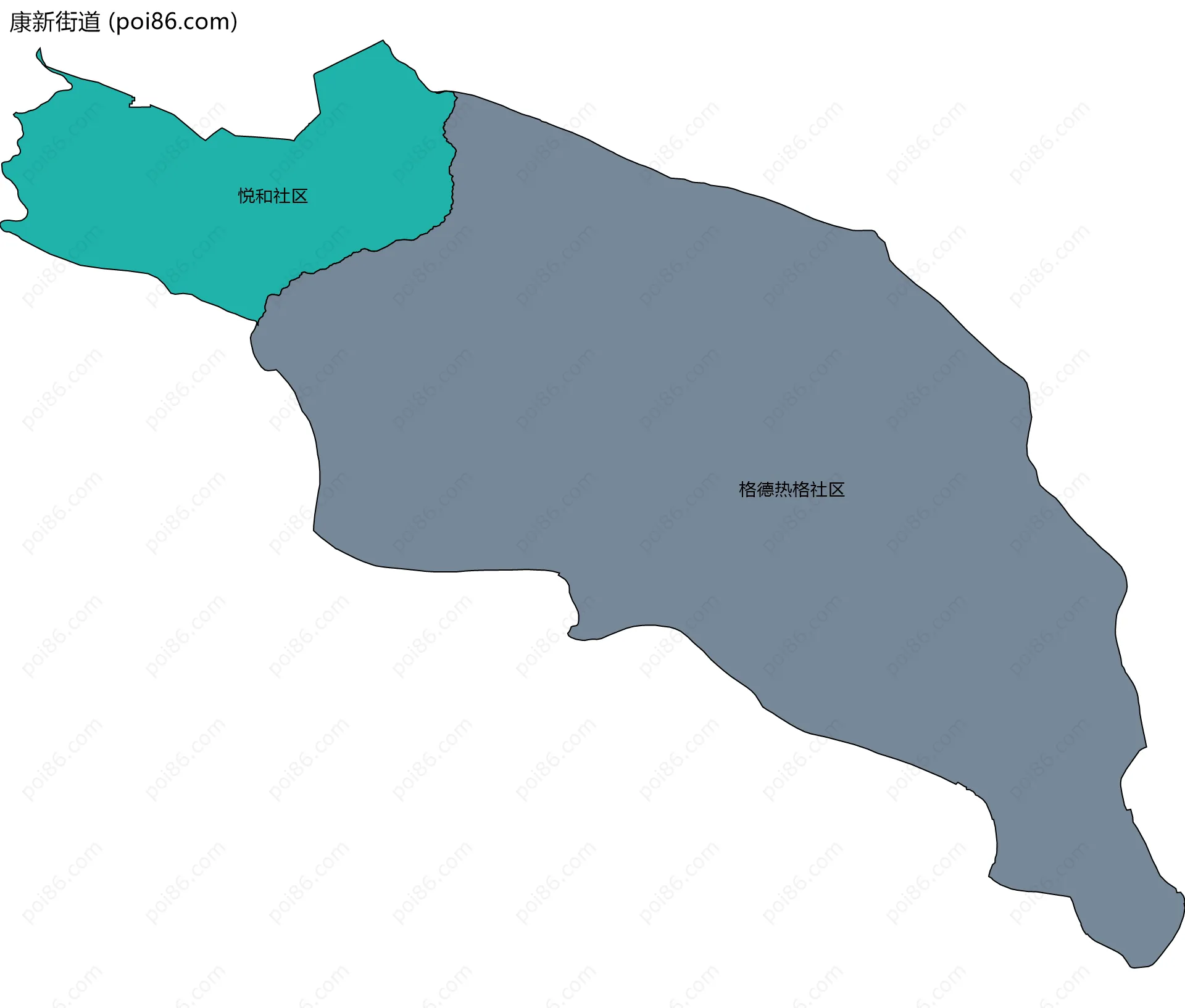 康新街道边界地图(五级行政区划)