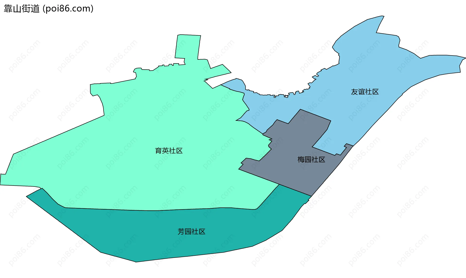 靠山街道边界地图(五级行政区划)