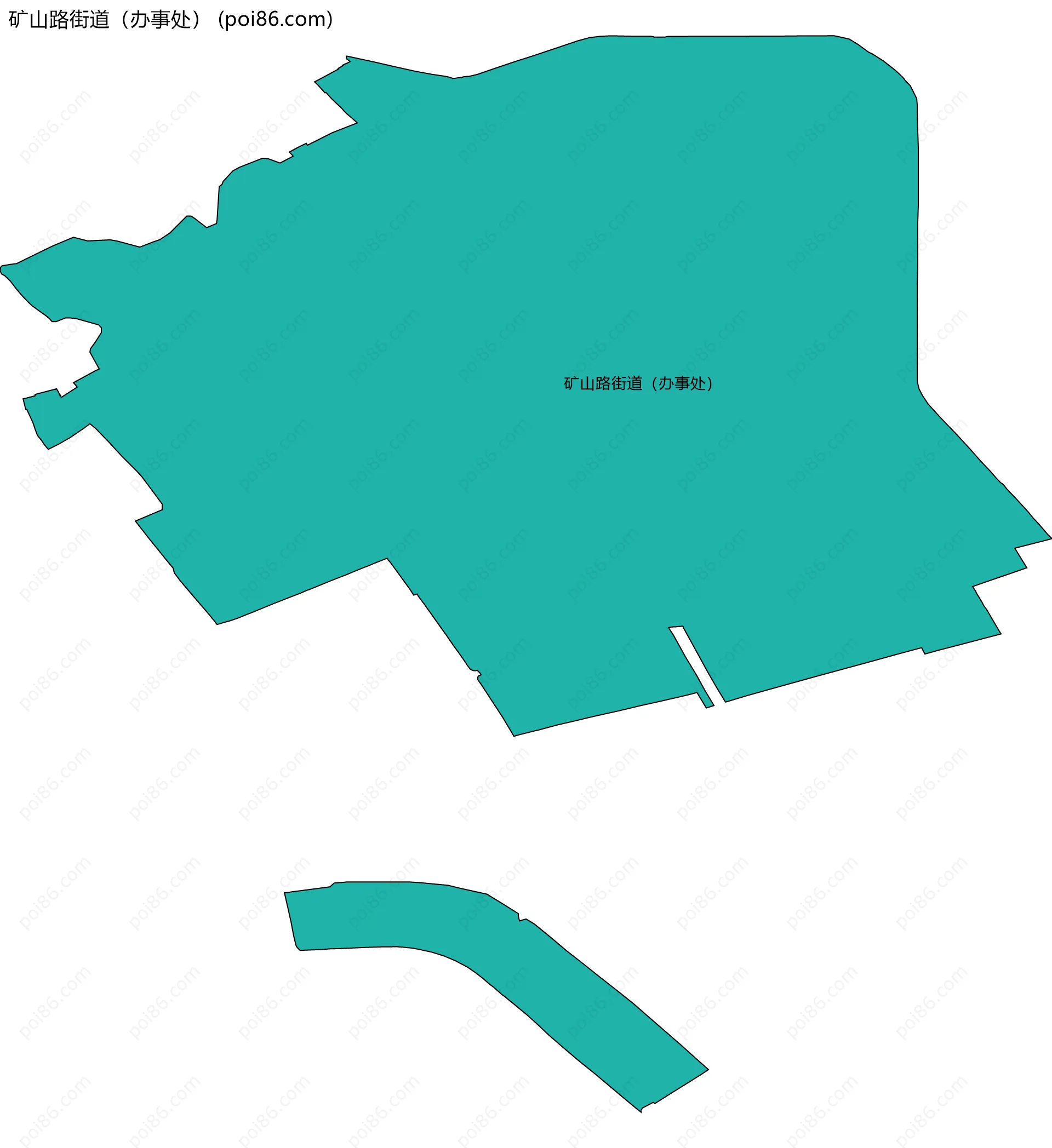 矿山路街道（办事处）边界地图(五级行政区划)