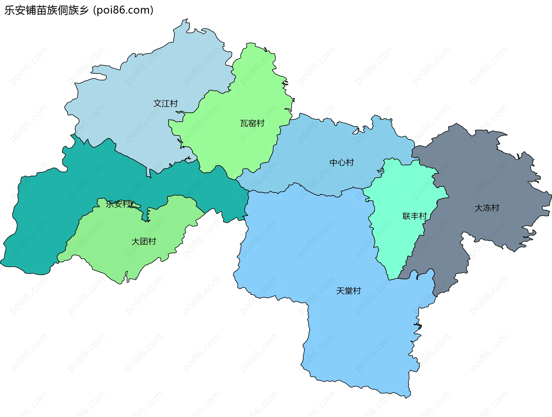 乐安铺苗族侗族乡边界地图(五级行政区划)