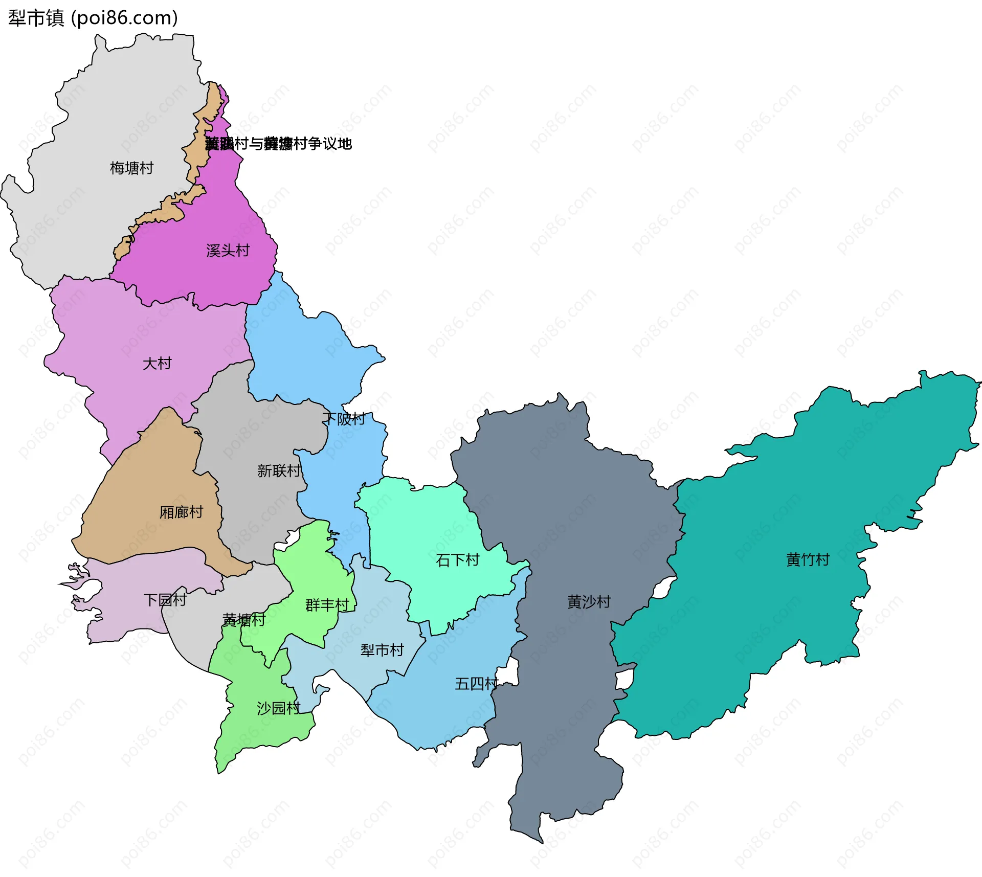 犁市镇边界地图(五级行政区划)