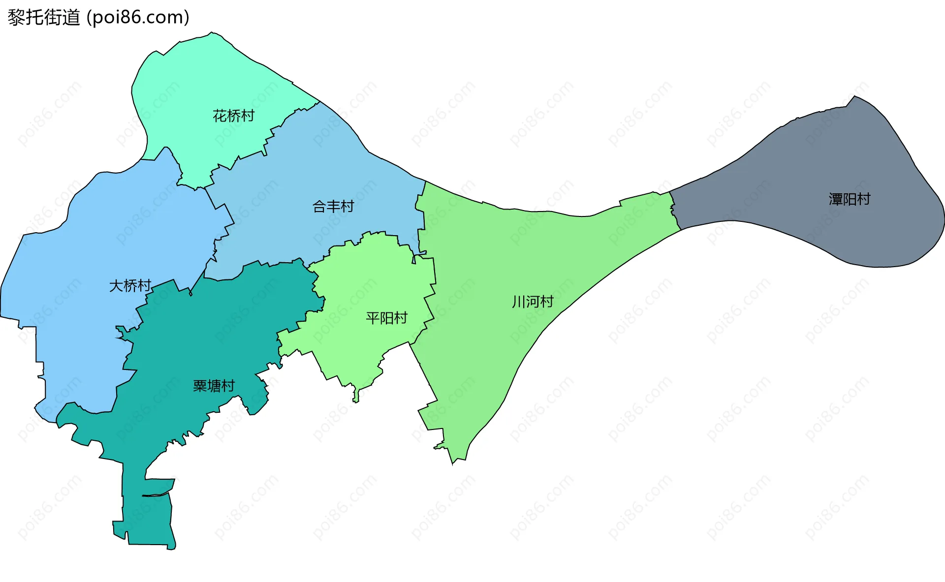 黎托街道边界地图(五级行政区划)