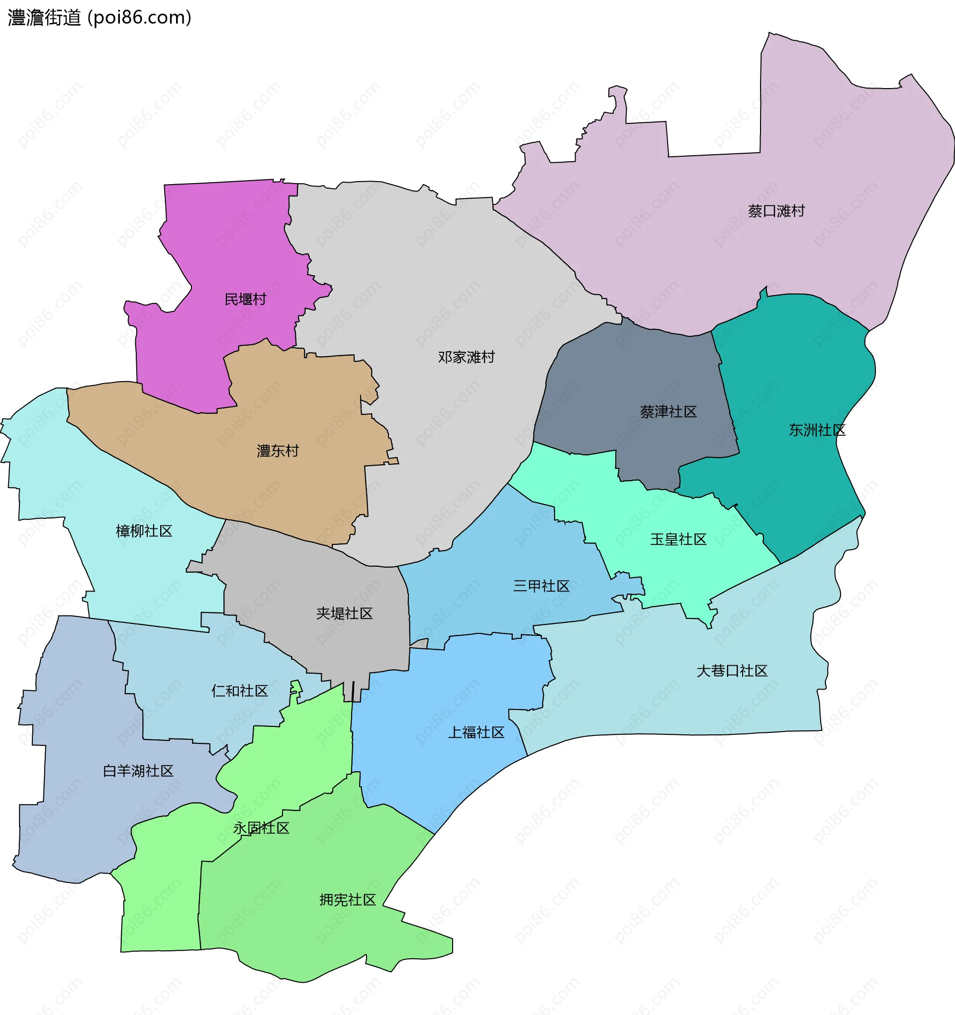 澧澹街道边界地图(五级行政区划)