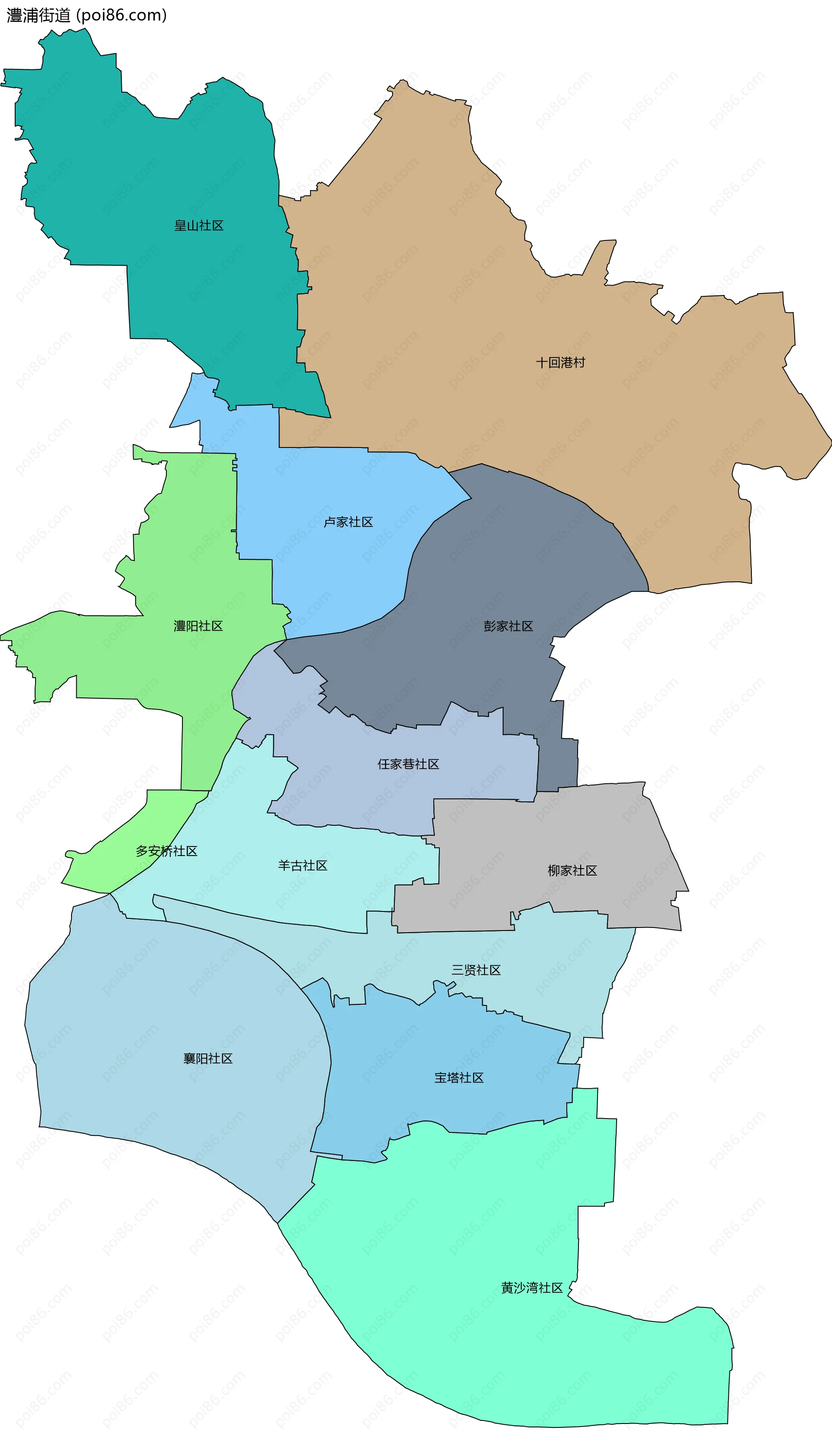 澧浦街道边界地图(五级行政区划)
