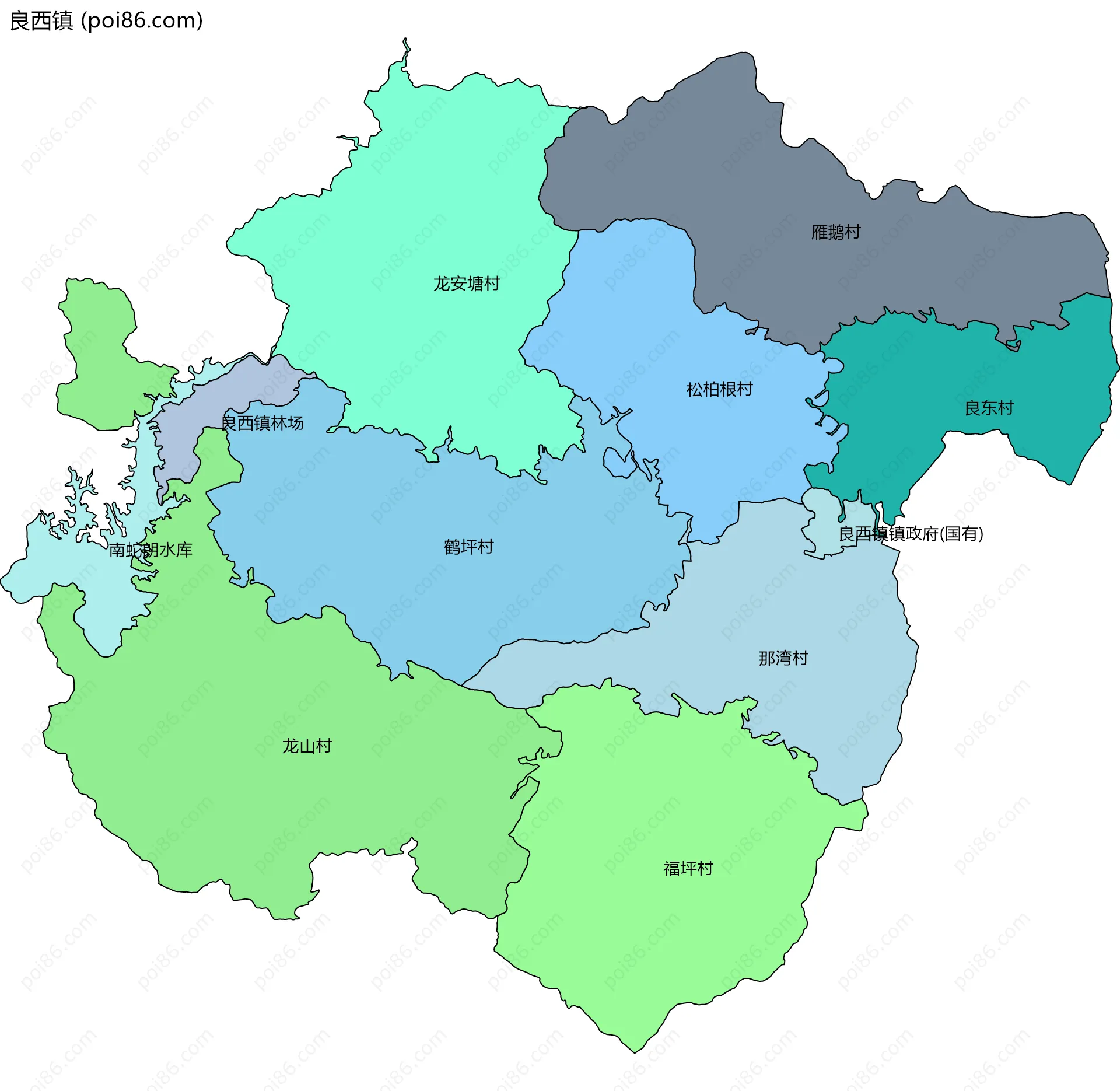 良西镇边界地图(五级行政区划)