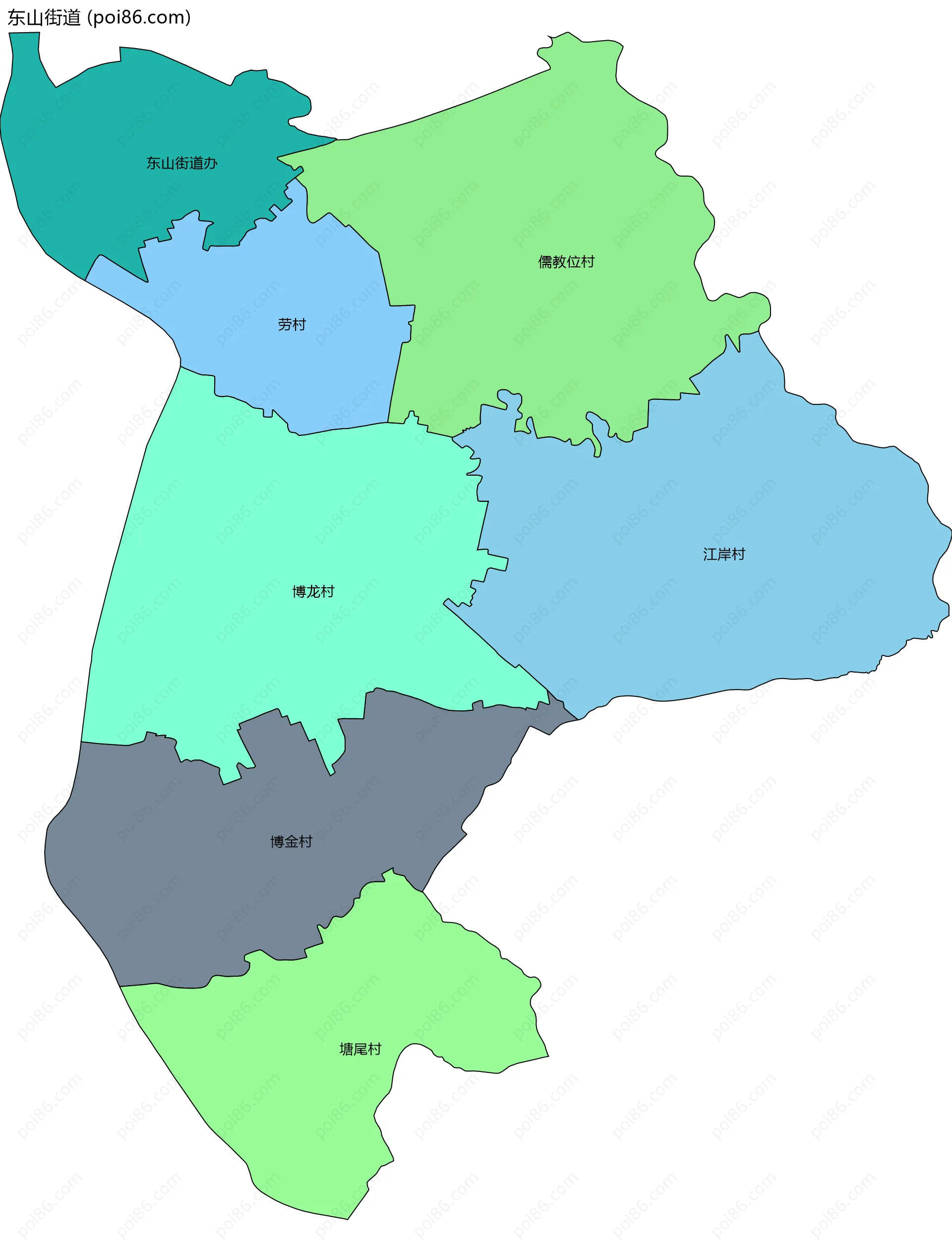 东山街道边界地图(五级行政区划)