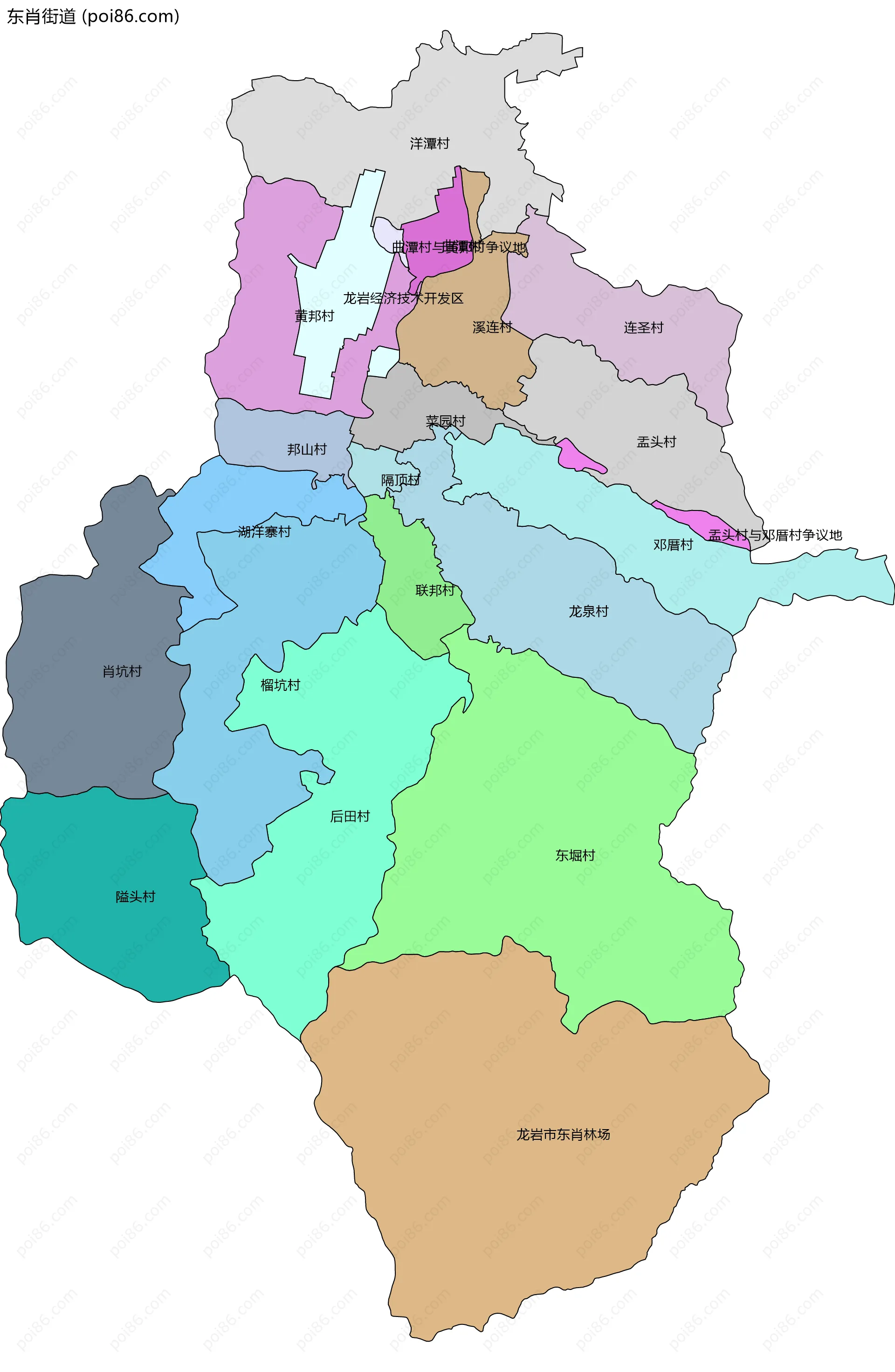 东肖街道边界地图(五级行政区划)