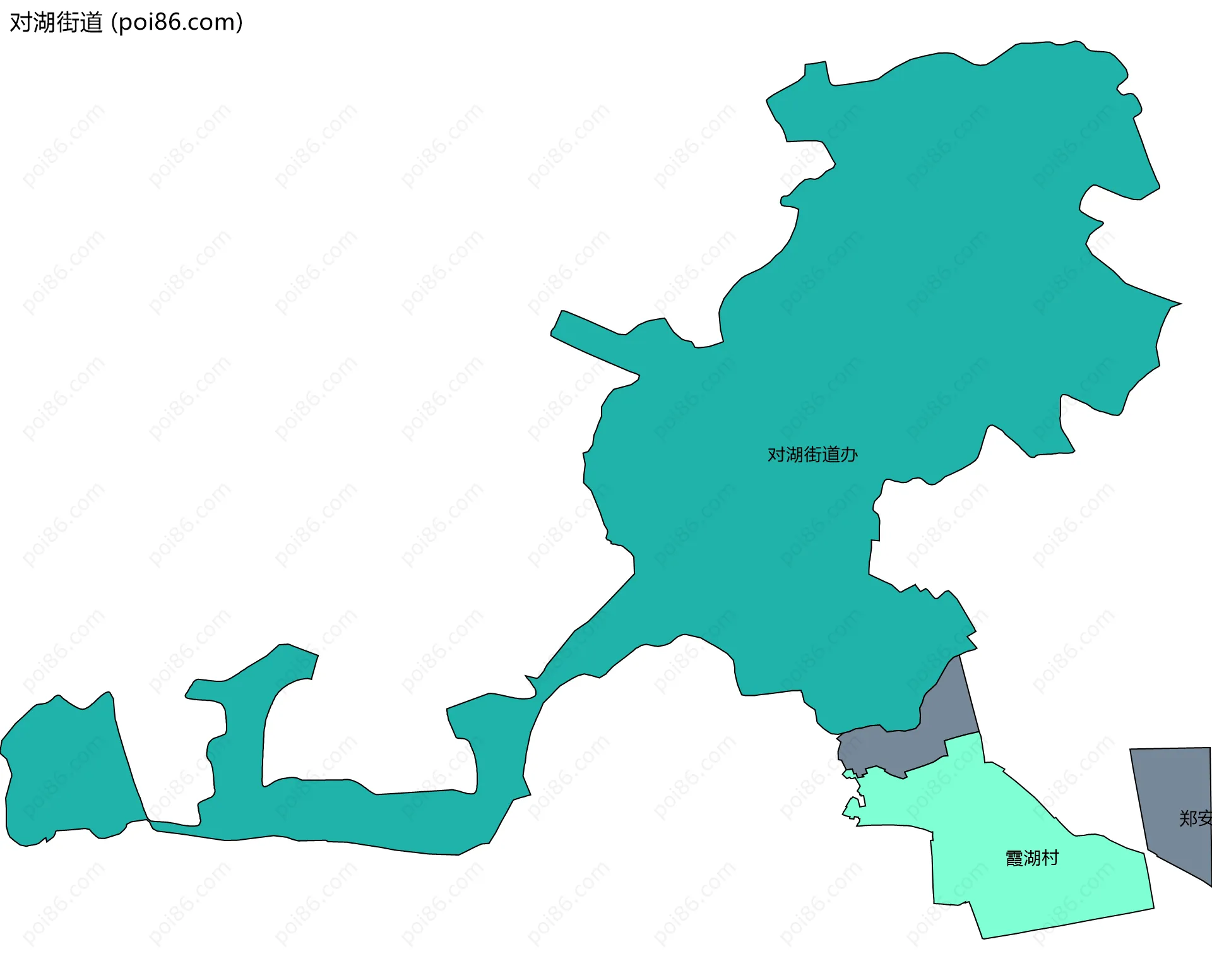 对湖街道边界地图(五级行政区划)