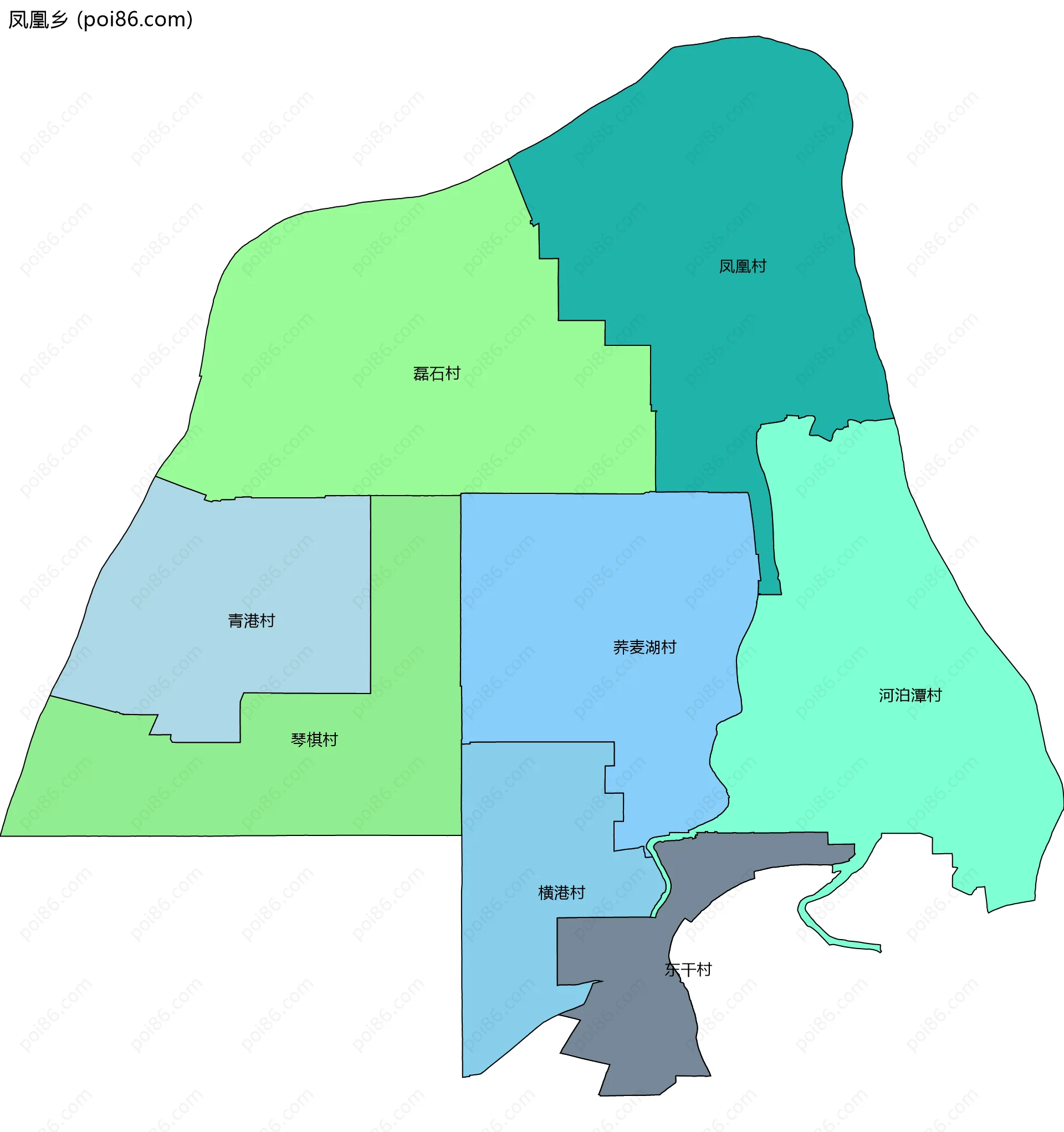 凤凰乡边界地图(五级行政区划)
