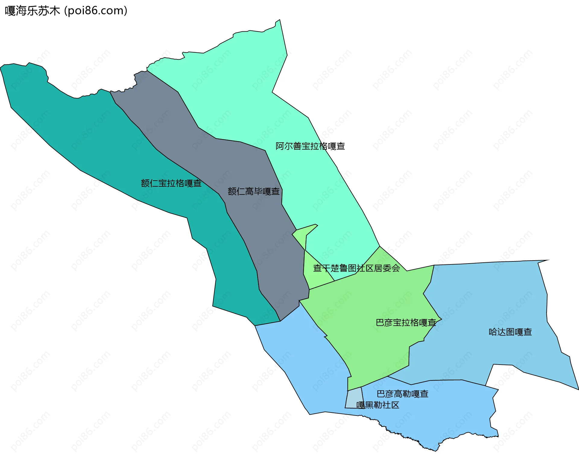 嘎海乐苏木边界地图(五级行政区划)