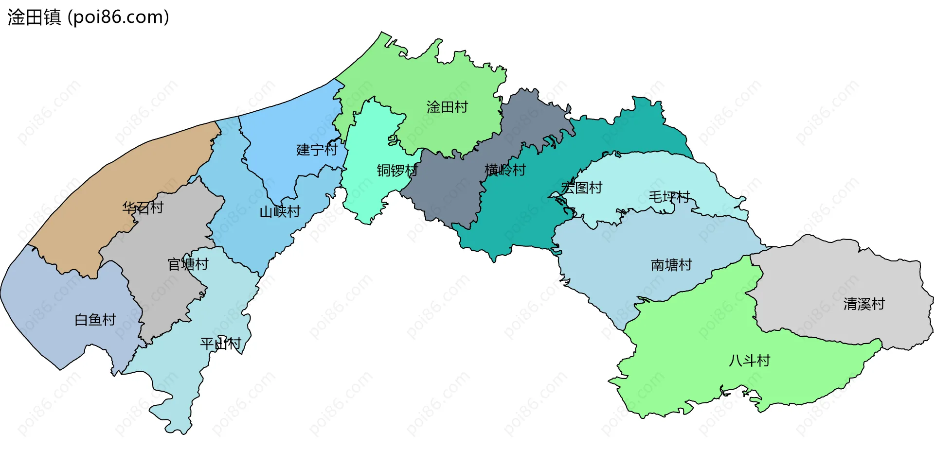 淦田镇边界地图(五级行政区划)