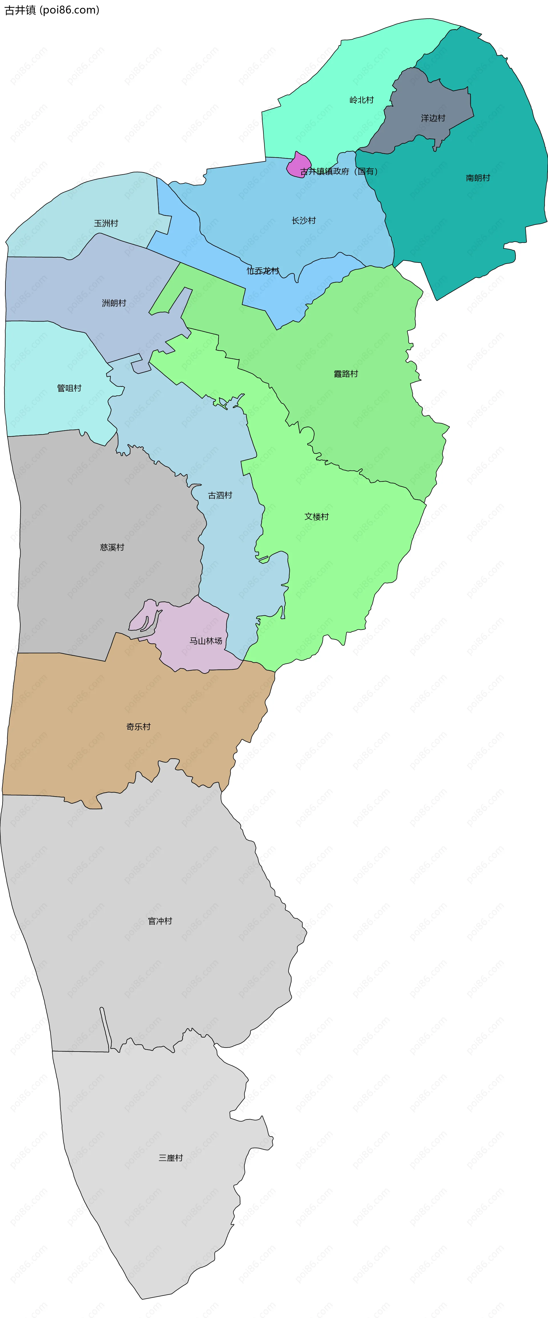古井镇边界地图(五级行政区划)