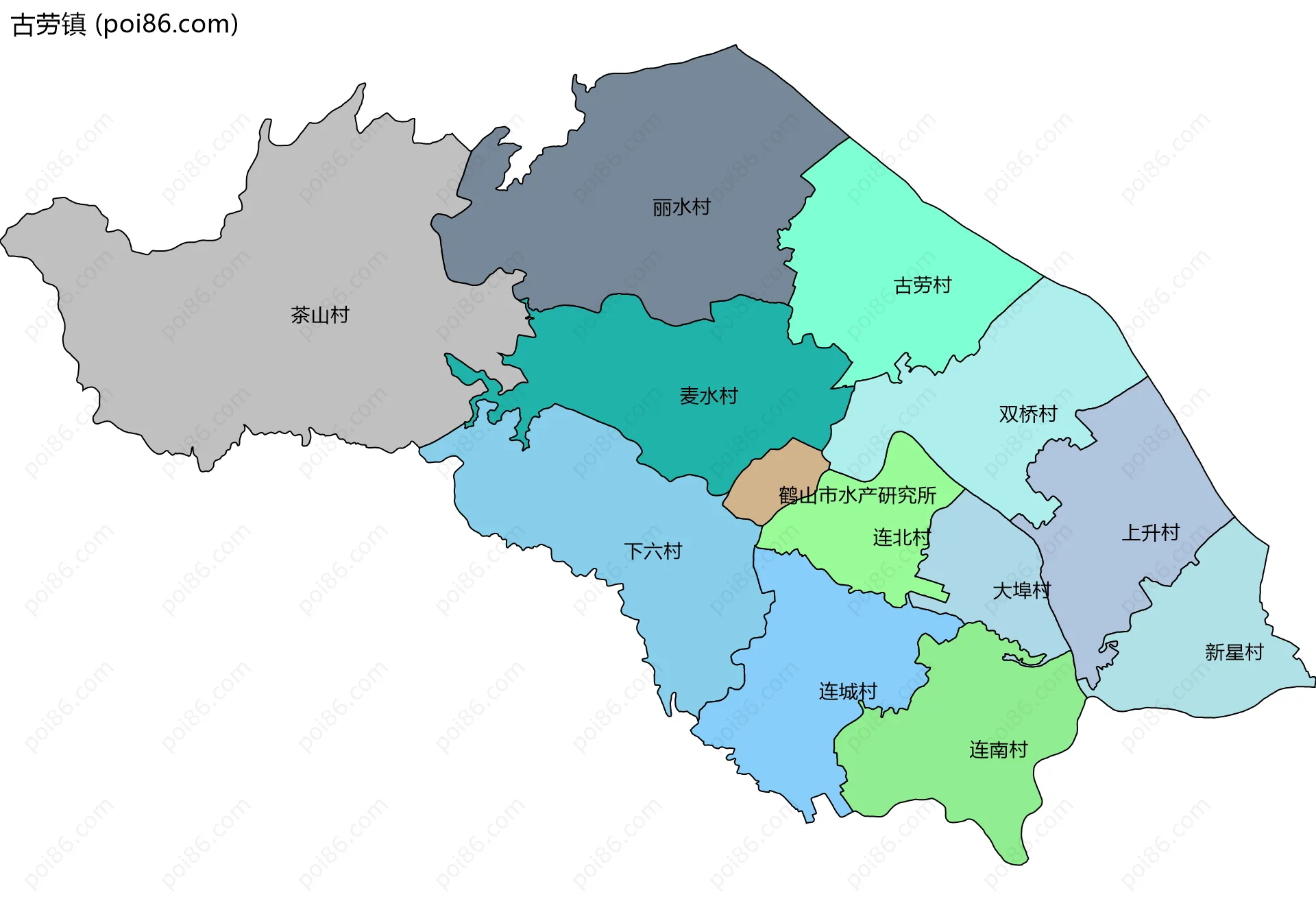 古劳镇边界地图(五级行政区划)