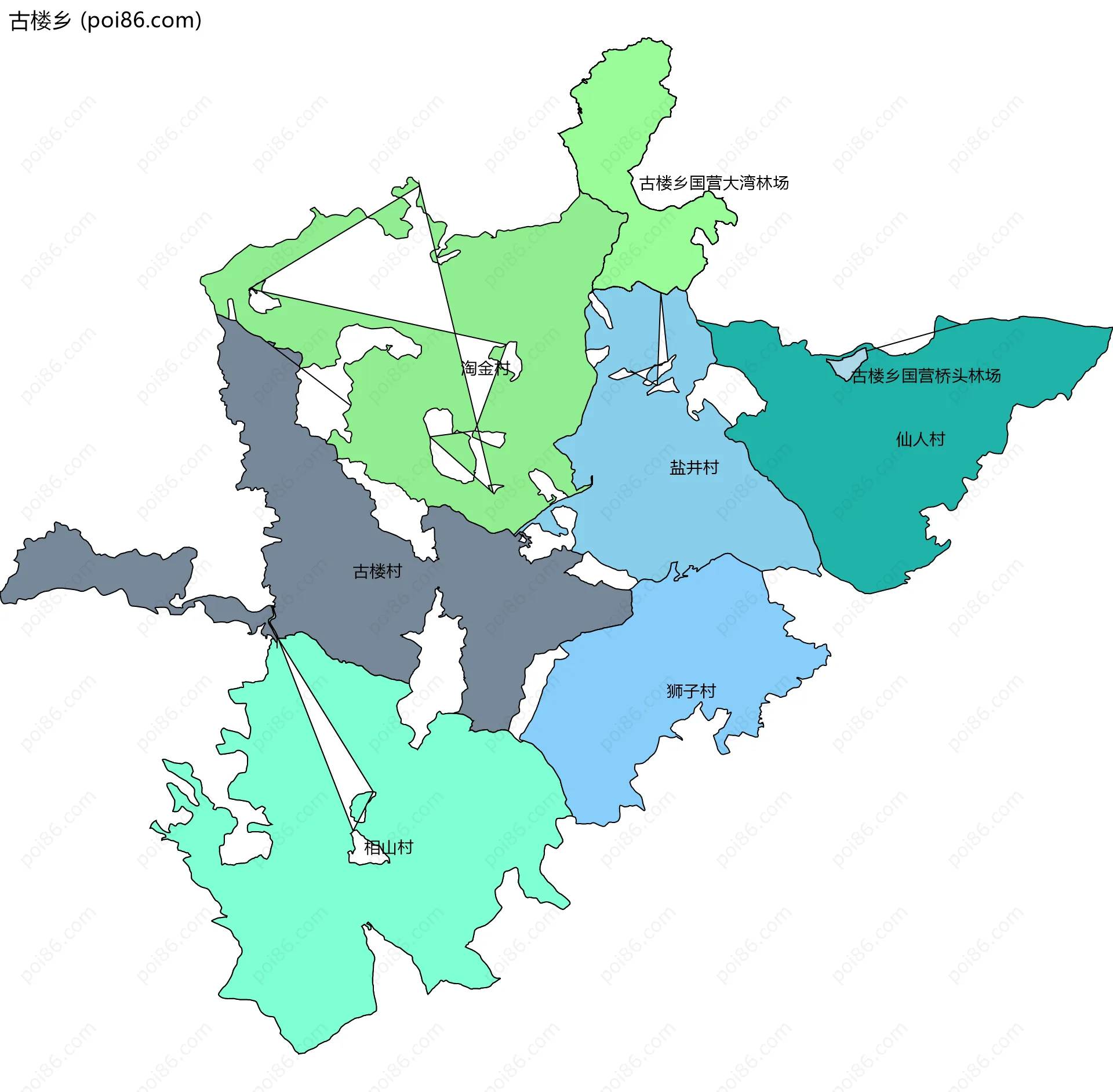 古楼乡边界地图(五级行政区划)