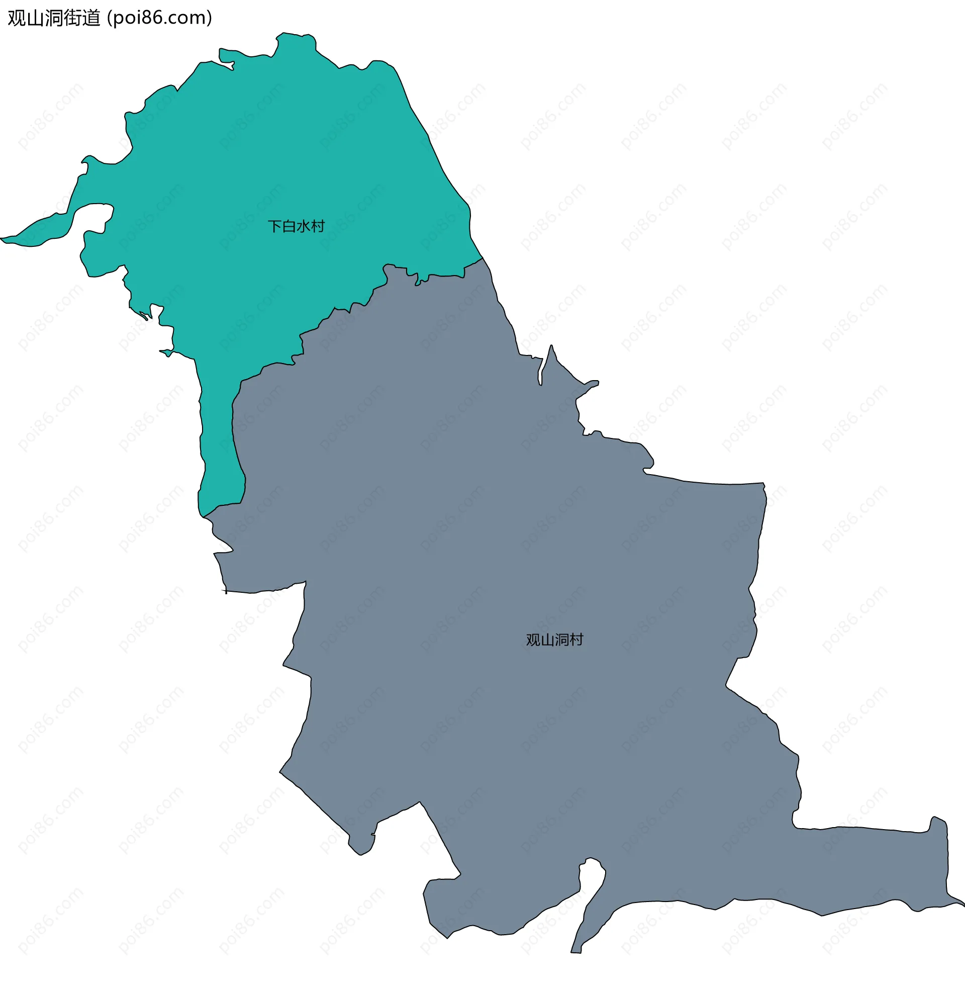 观山洞街道边界地图(五级行政区划)