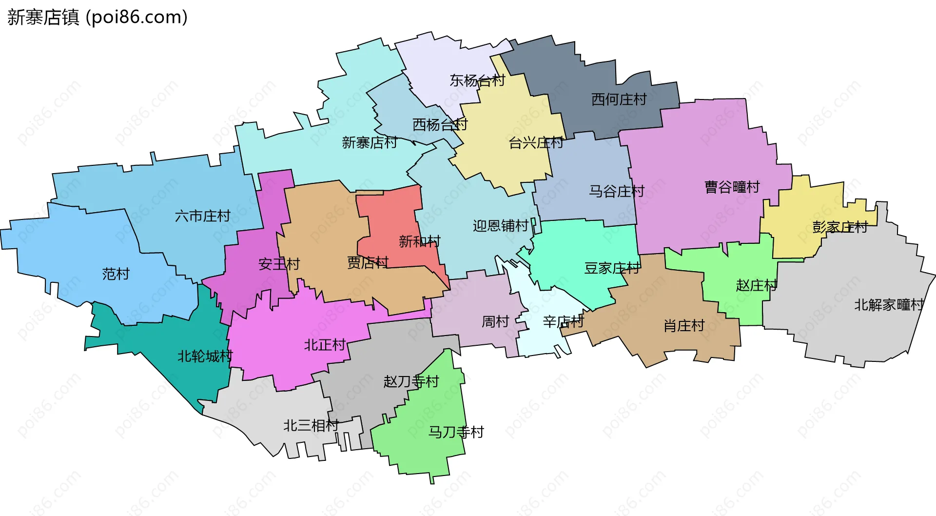新寨店镇边界地图(五级行政区划)