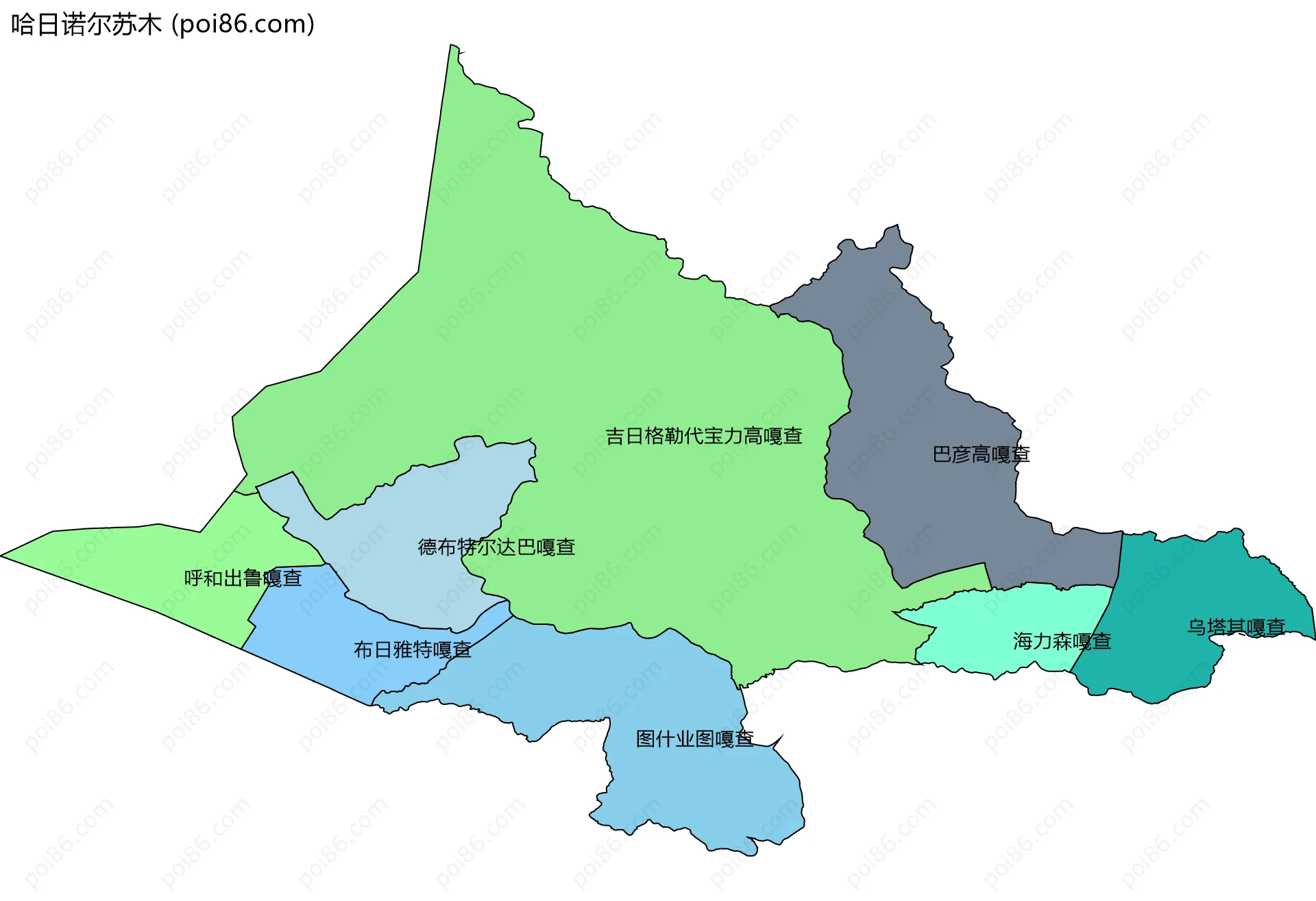 哈日诺尔苏木边界地图(五级行政区划)
