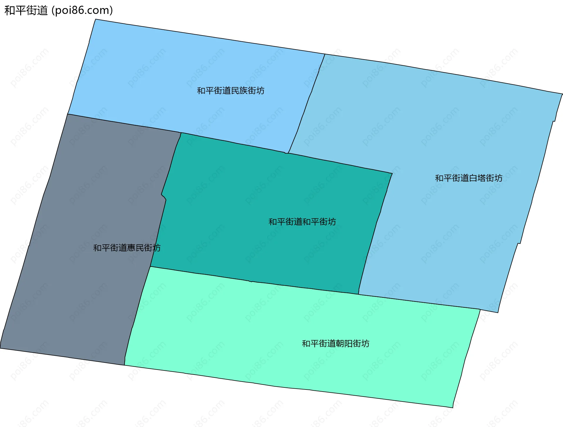 和平街道边界地图(五级行政区划)
