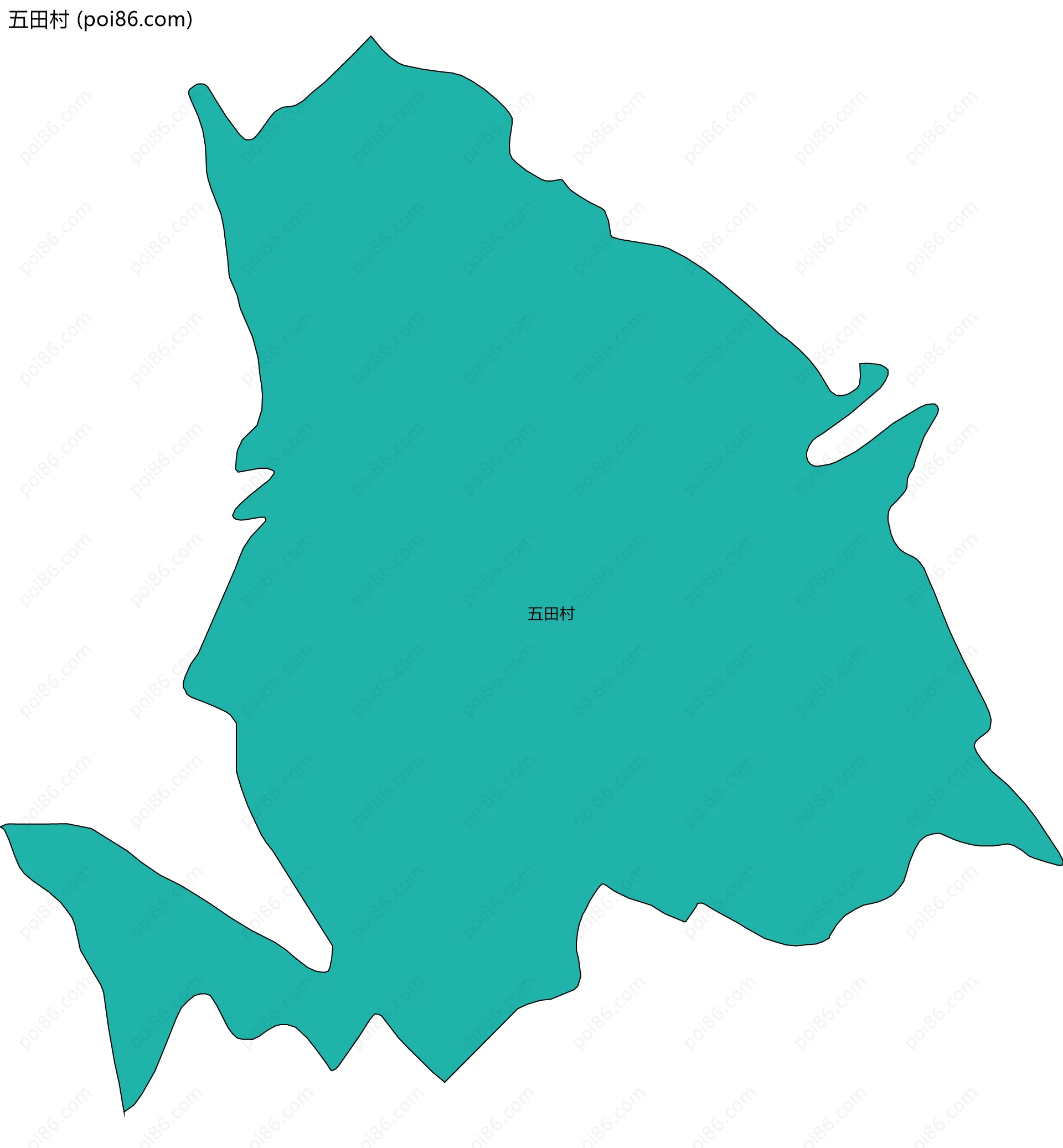 五田村边界地图