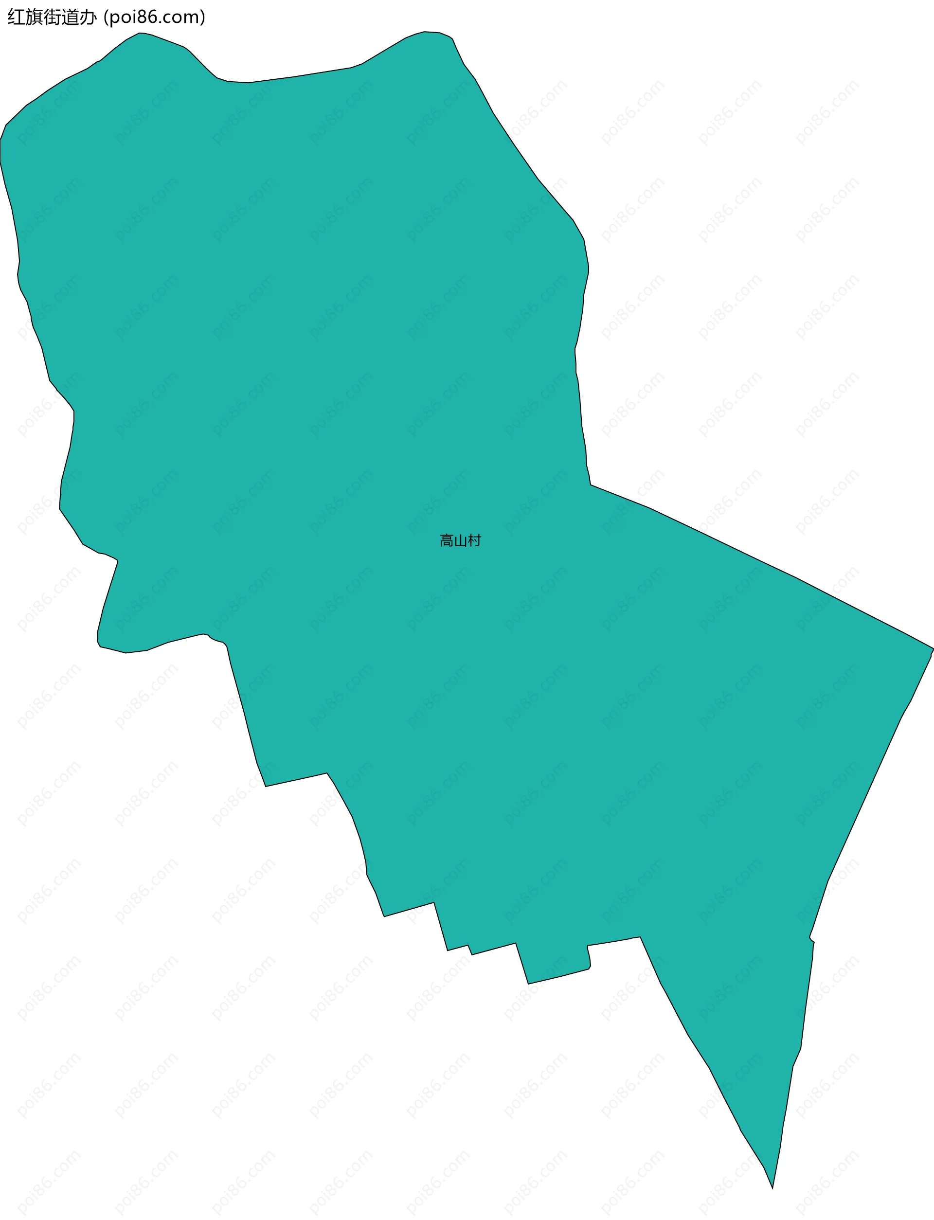 红旗街道办边界地图(五级行政区划)