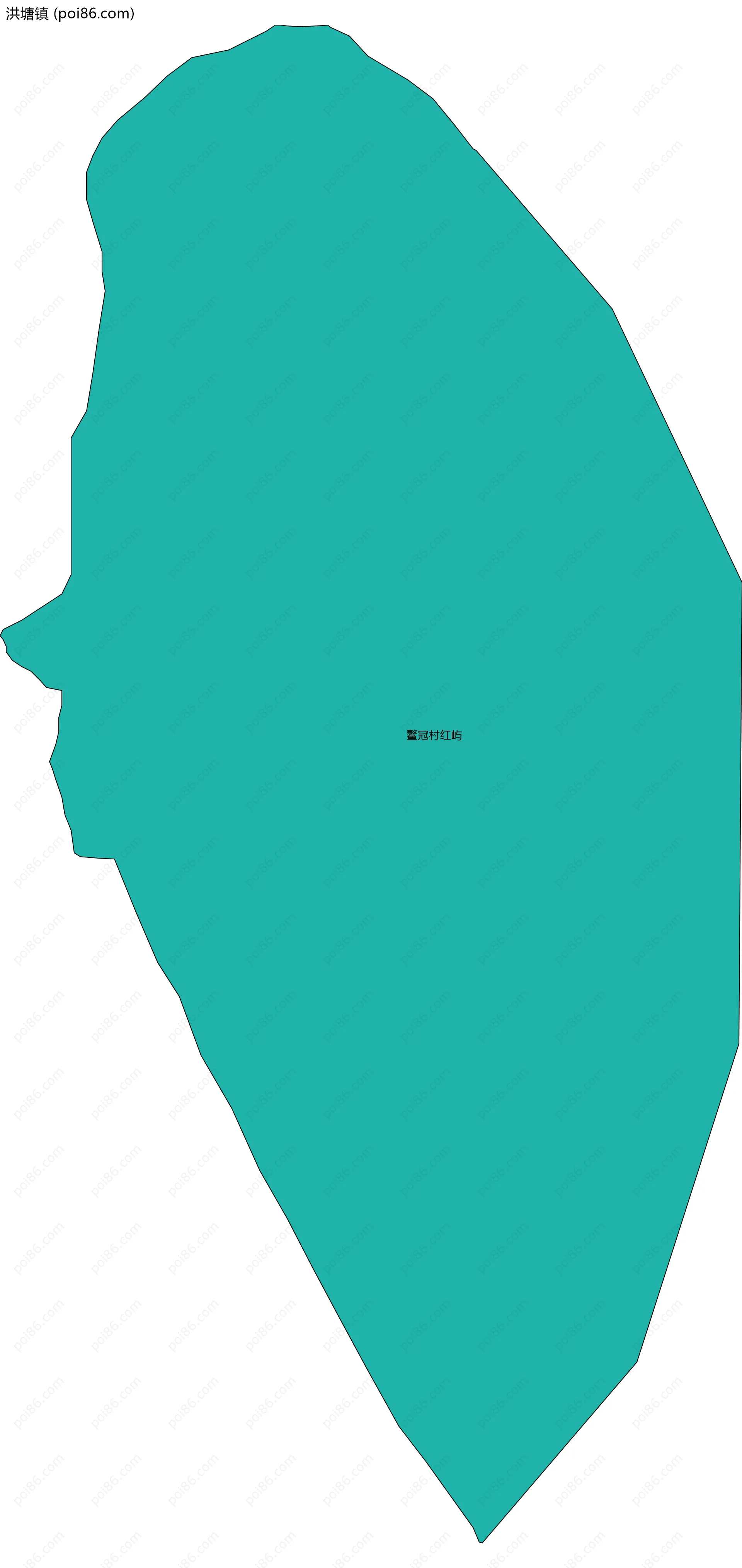 洪塘镇边界地图(五级行政区划)