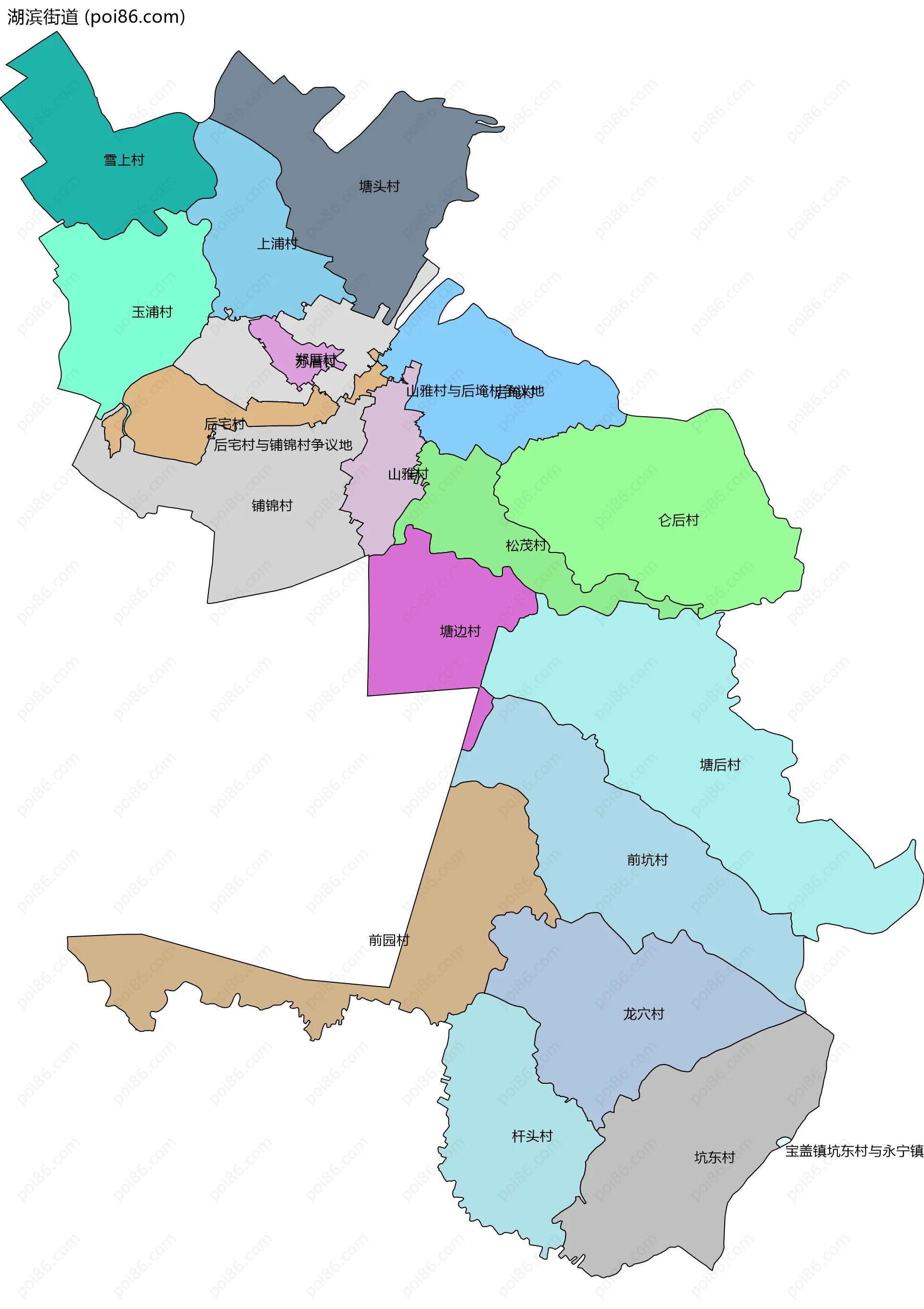 湖滨街道边界地图(五级行政区划)