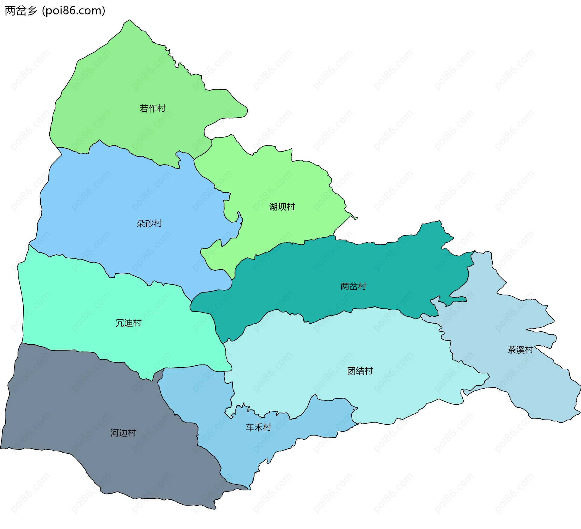 两岔乡边界地图(五级行政区划)