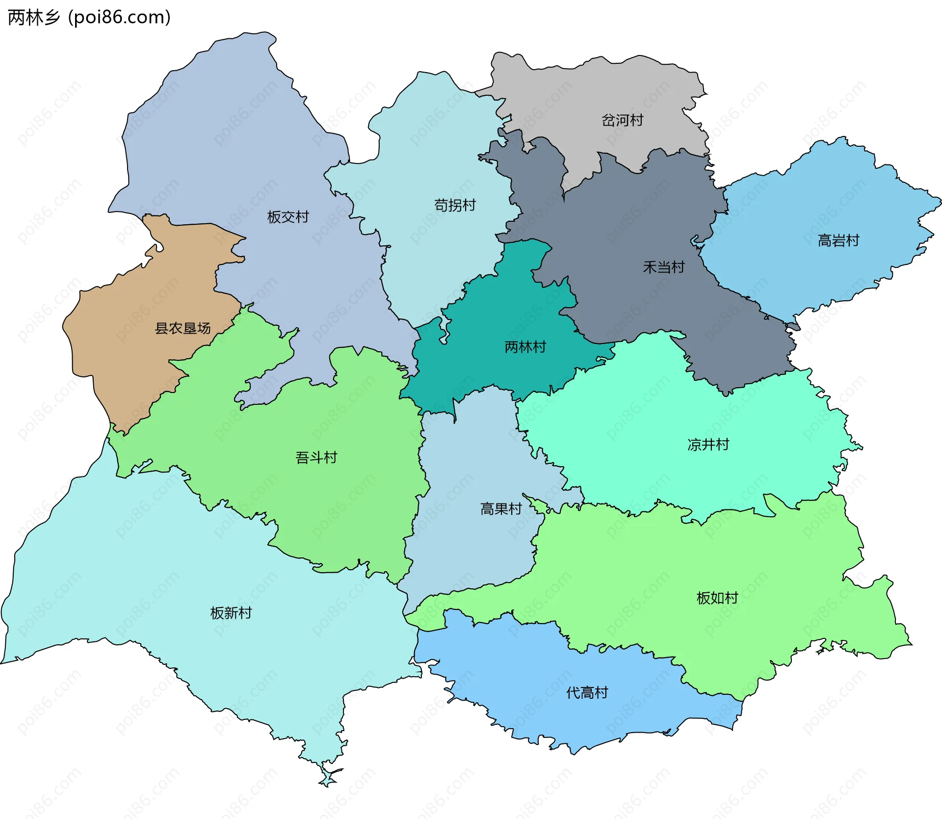 两林乡边界地图(五级行政区划)
