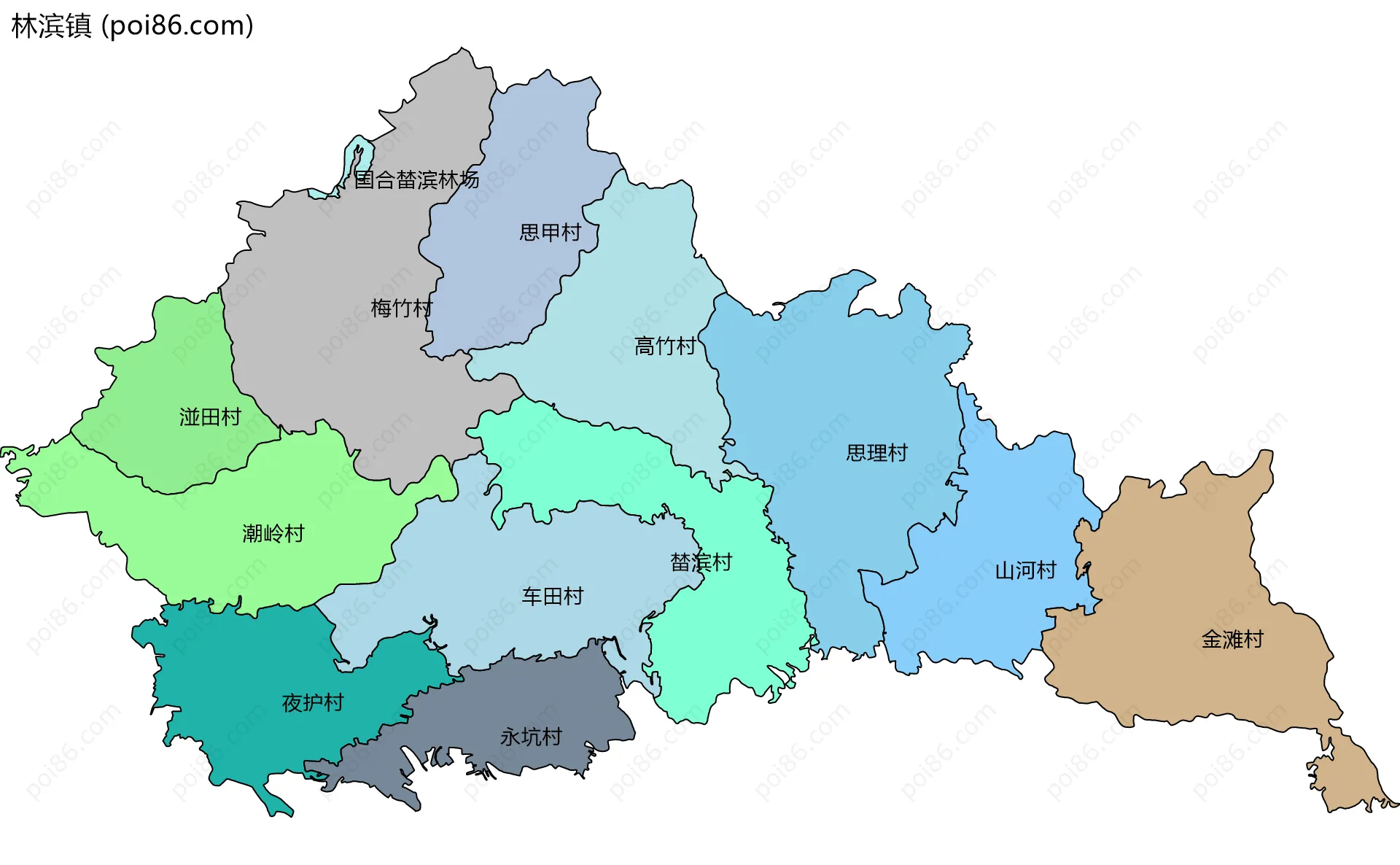 林滨镇边界地图(五级行政区划)