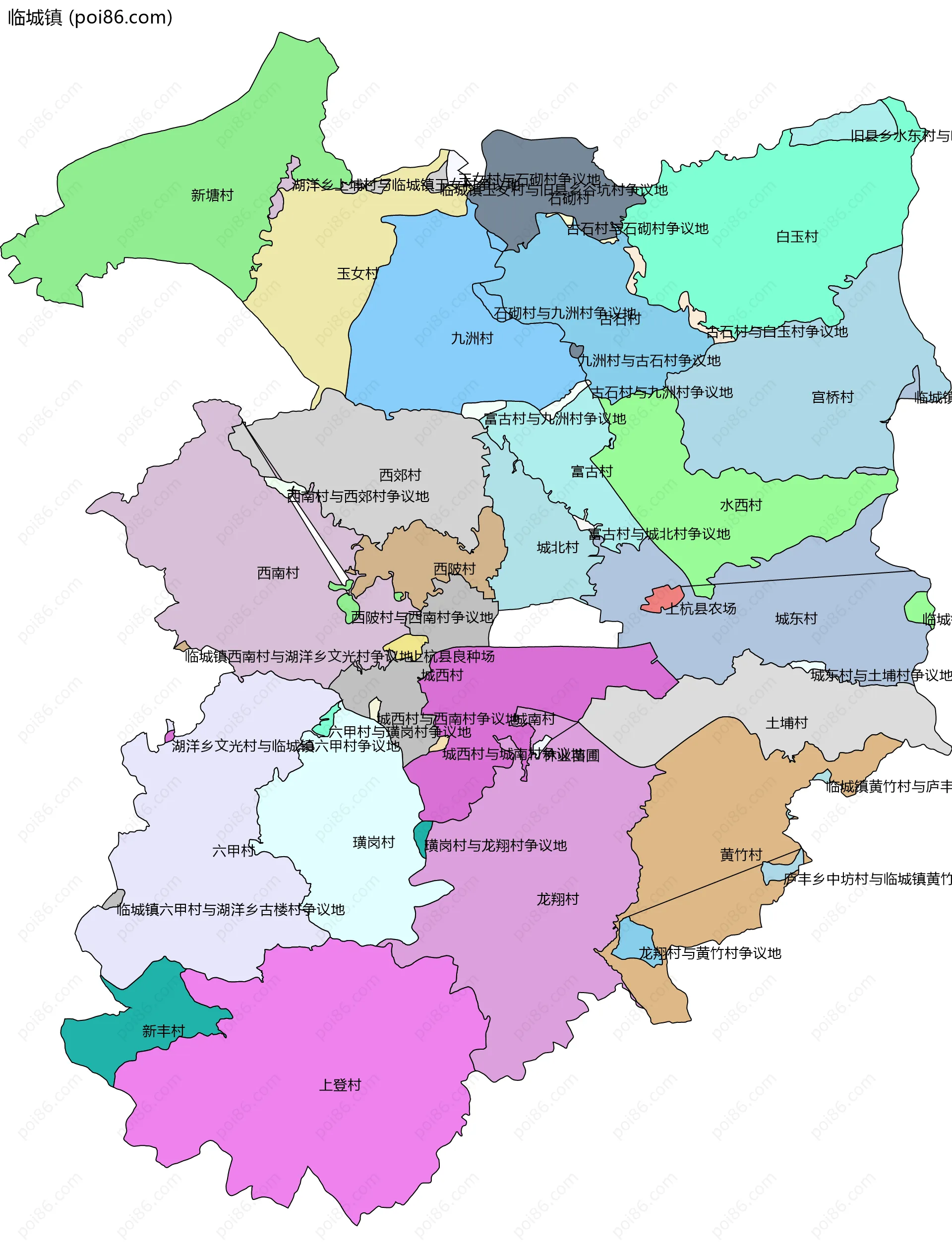 临城镇边界地图(五级行政区划)