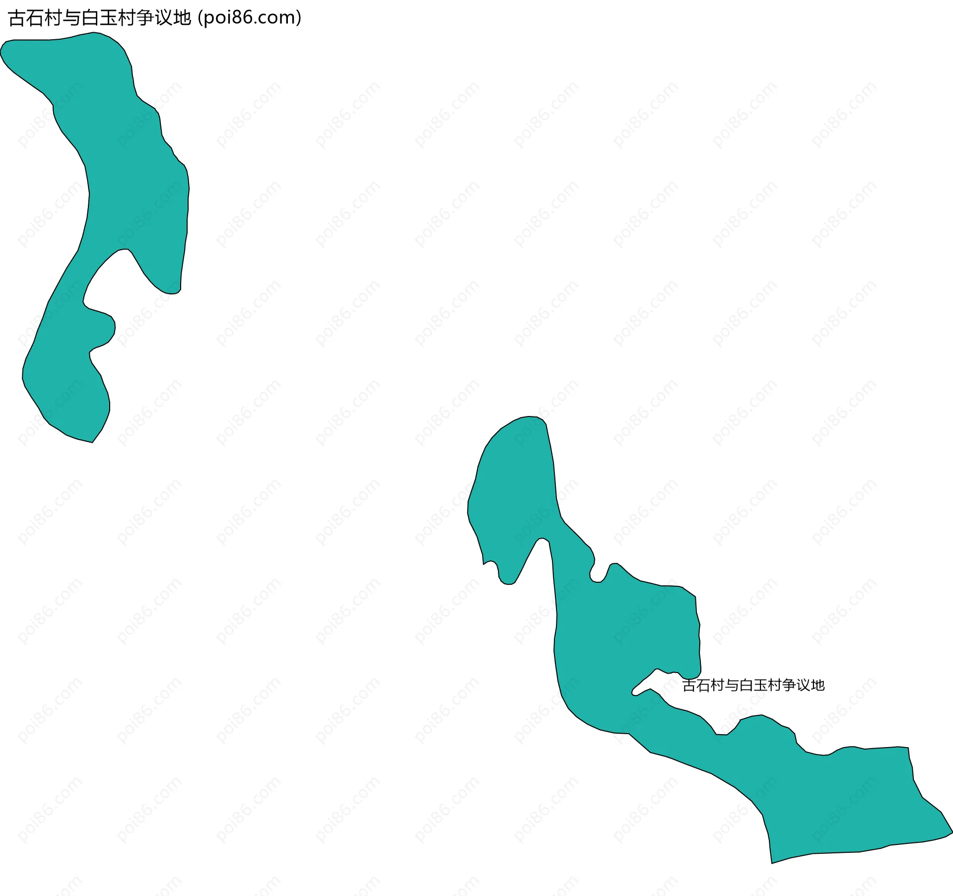 古石村与白玉村争议地边界地图