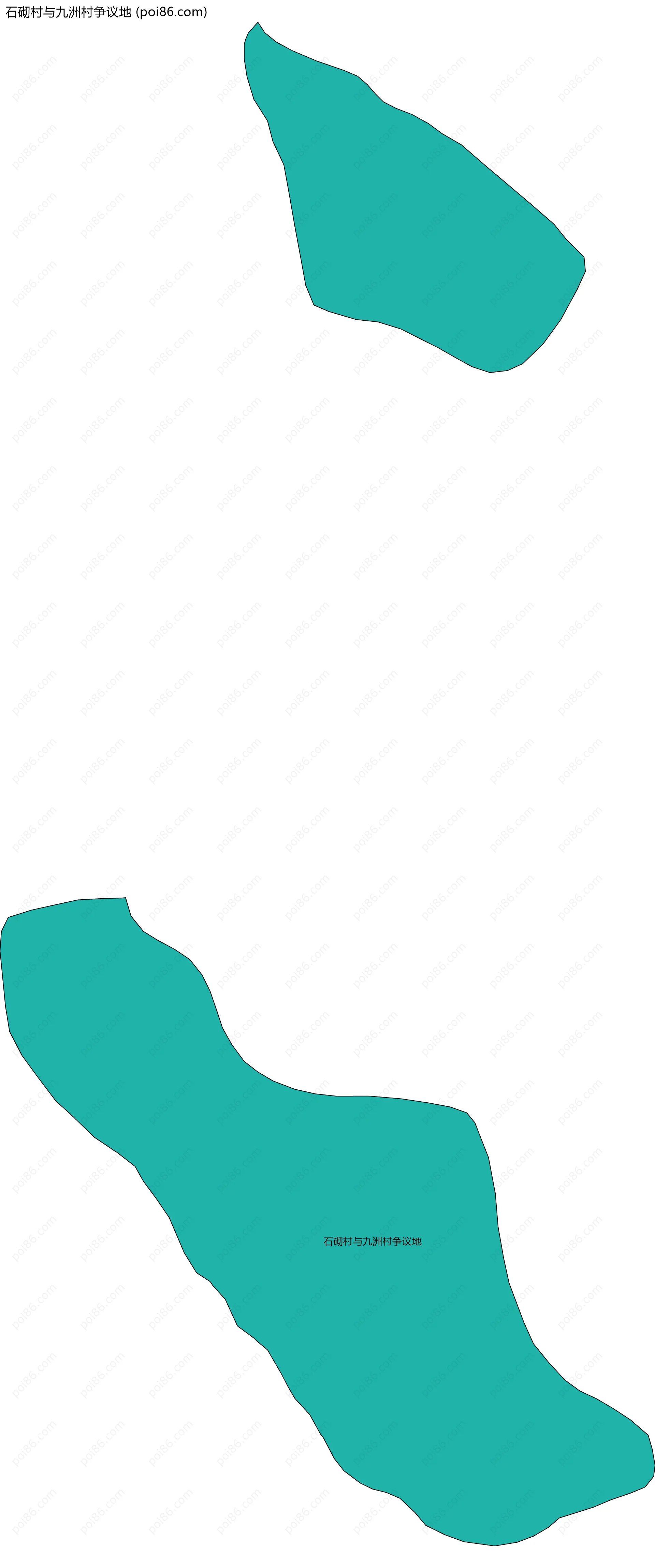 石砌村与九洲村争议地边界地图