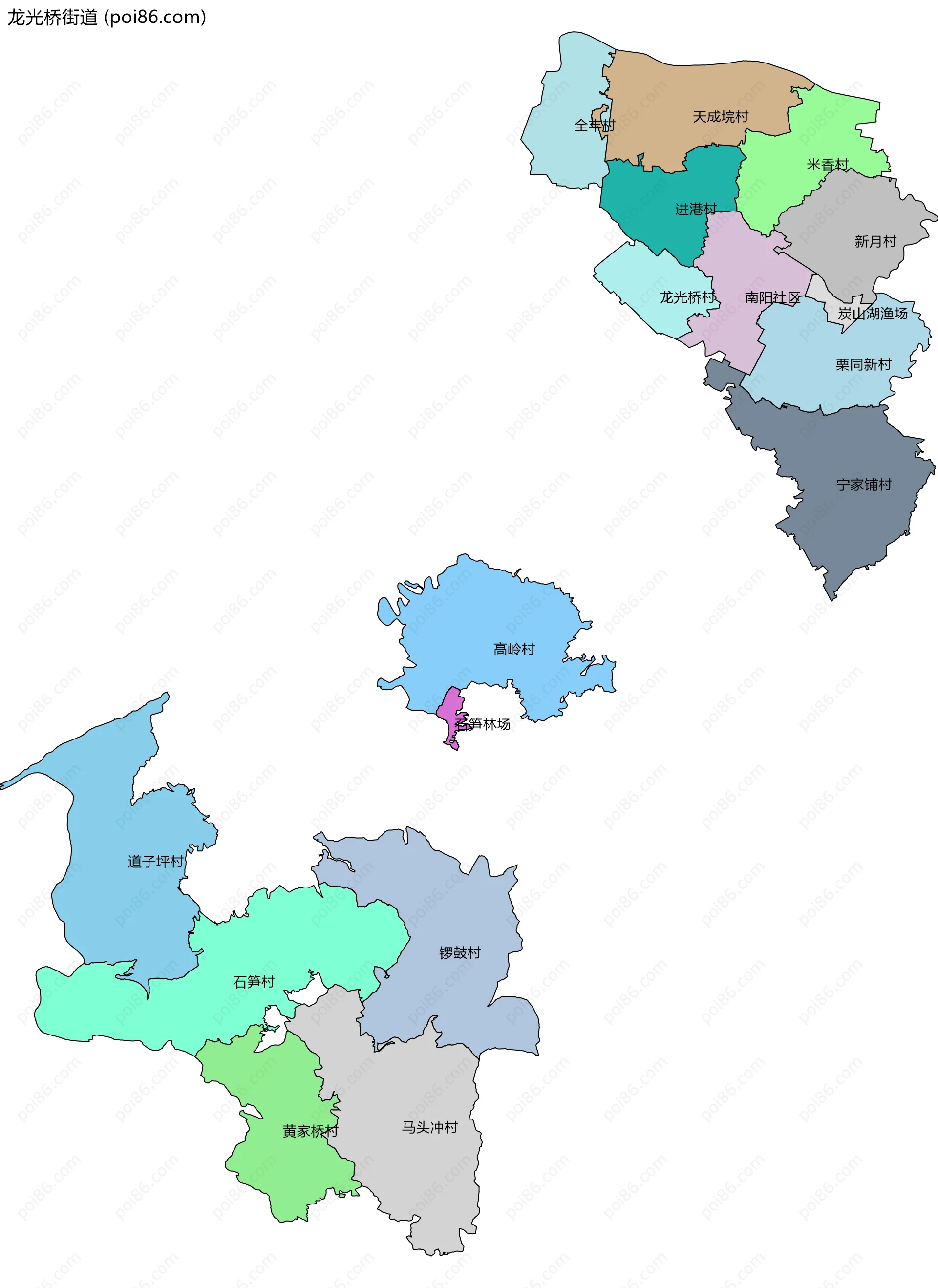 龙光桥街道边界地图(五级行政区划)