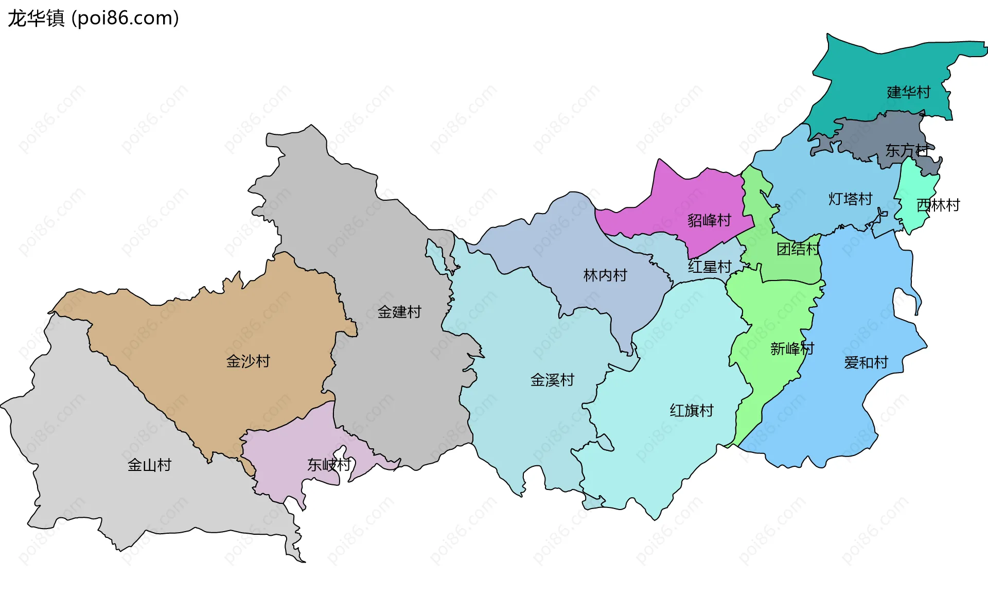 龙华镇边界地图(五级行政区划)
