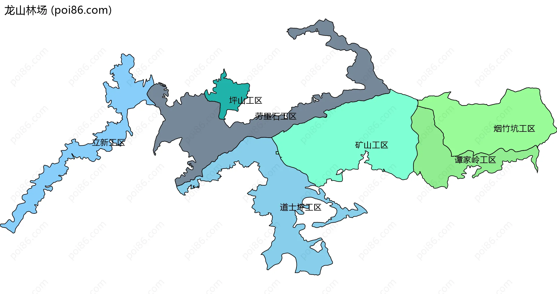 龙山林场边界地图(五级行政区划)