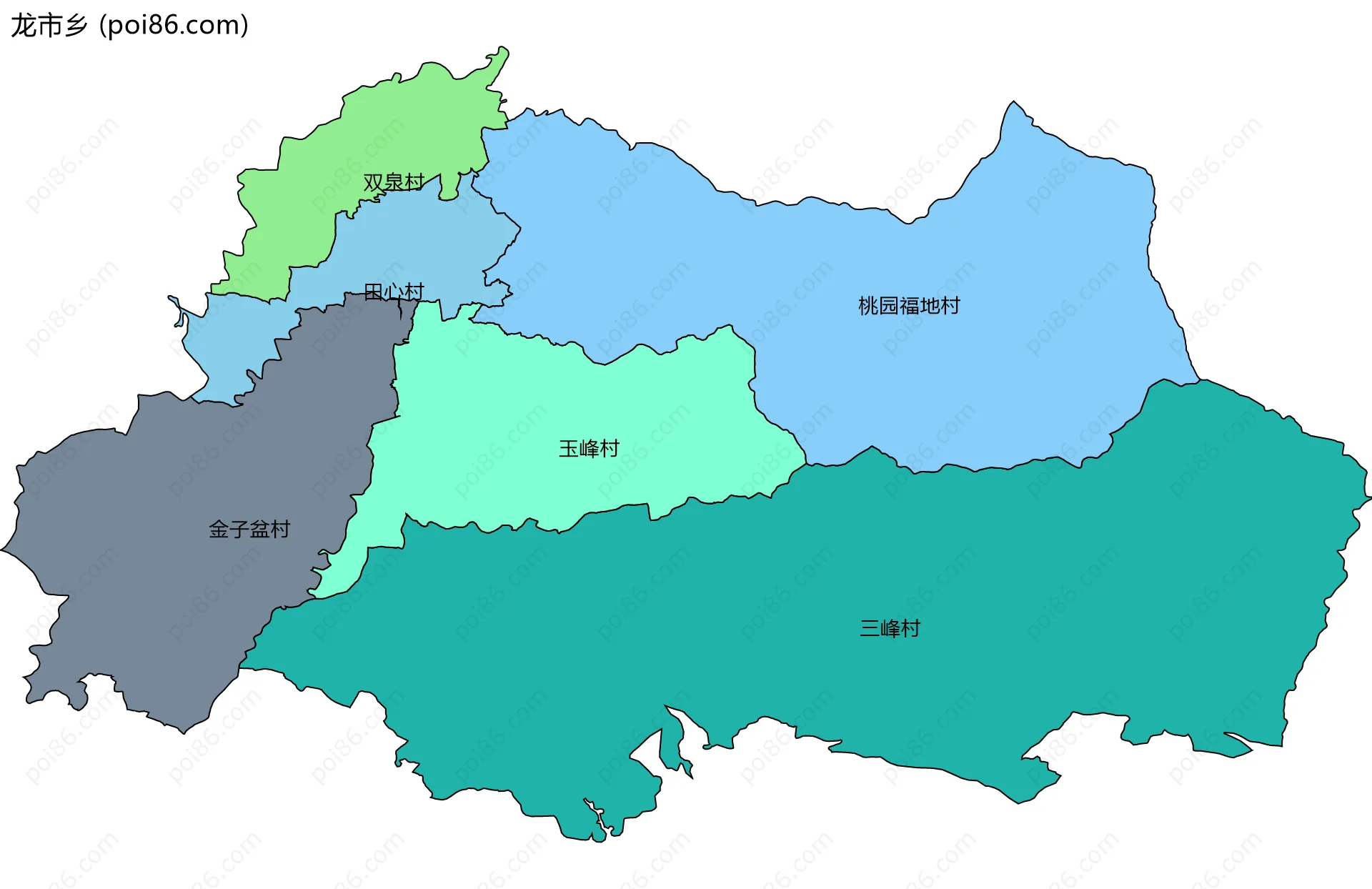 龙市乡边界地图(五级行政区划)