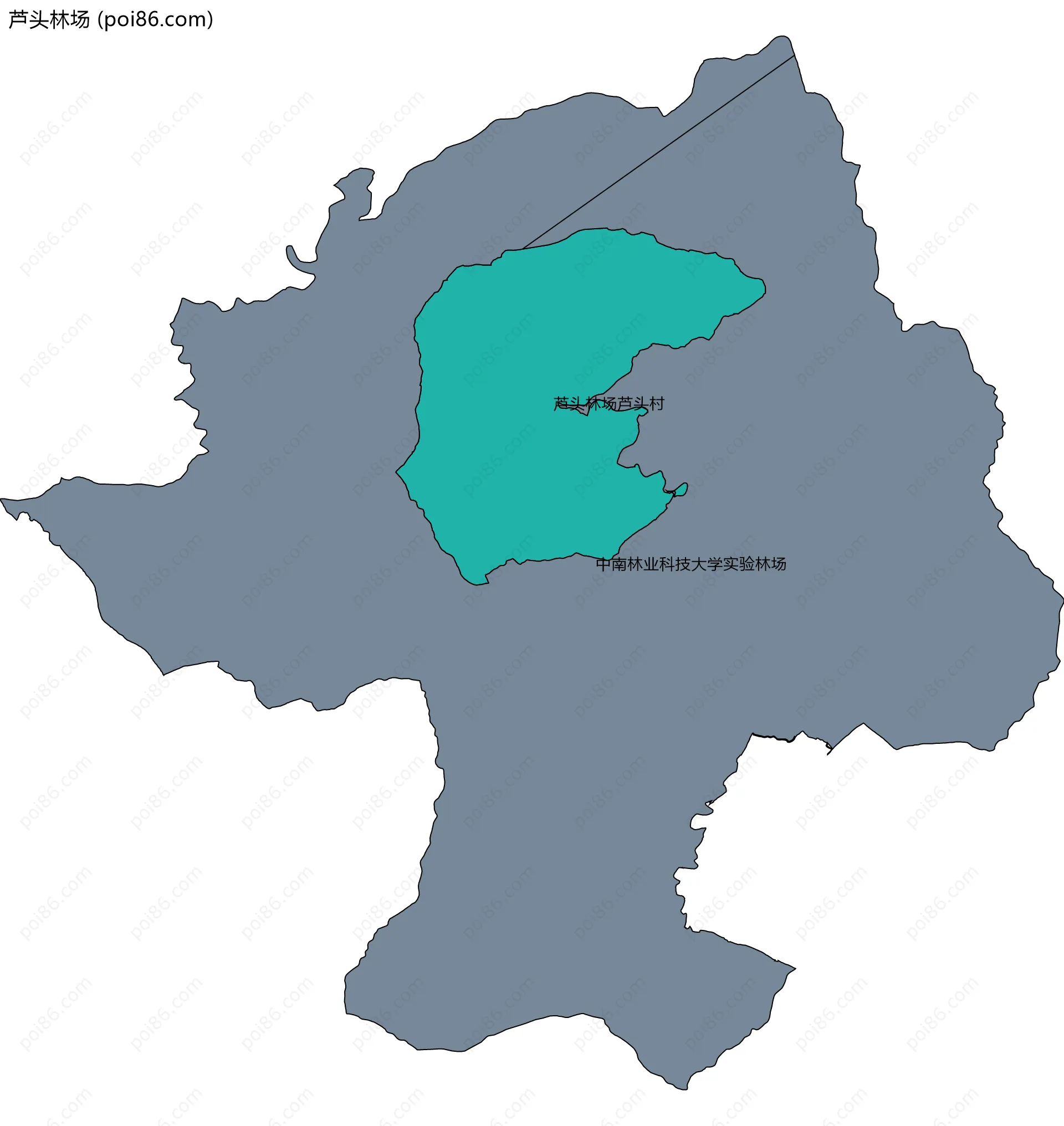 芦头林场边界地图(五级行政区划)