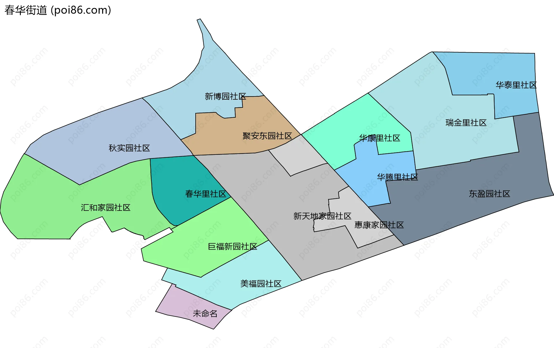 春华街道边界地图(五级行政区划)