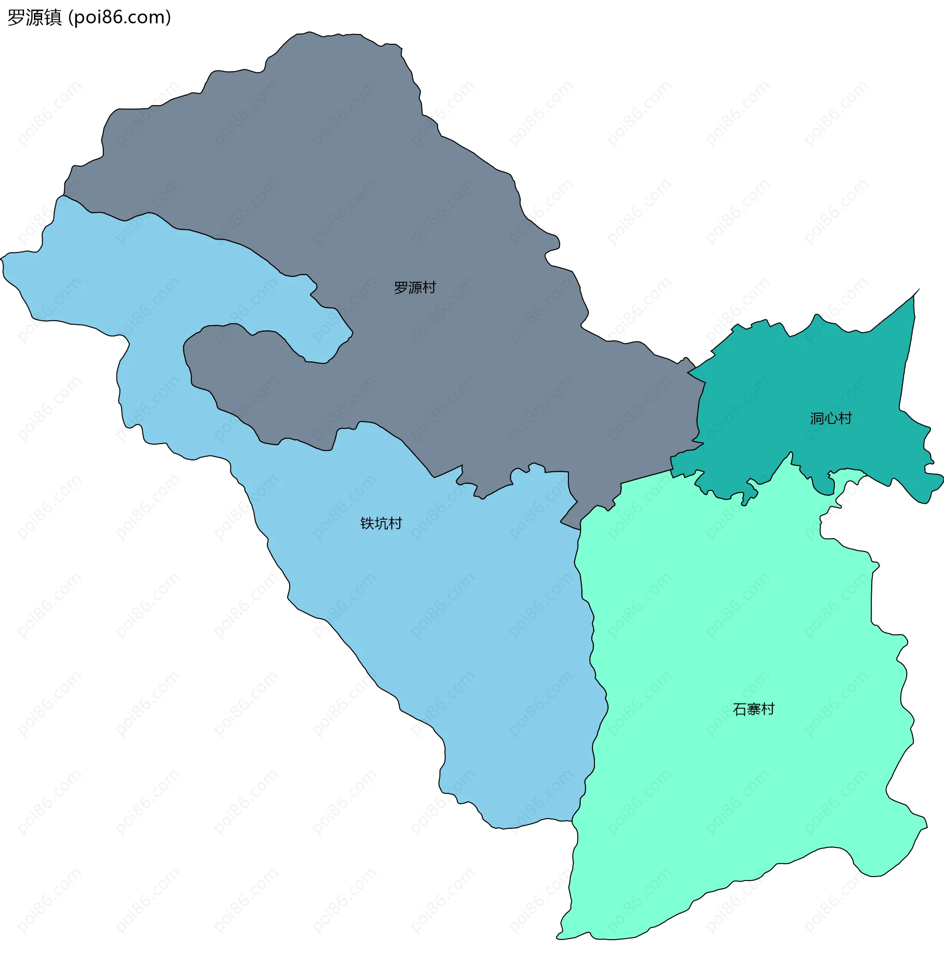罗源镇边界地图(五级行政区划)
