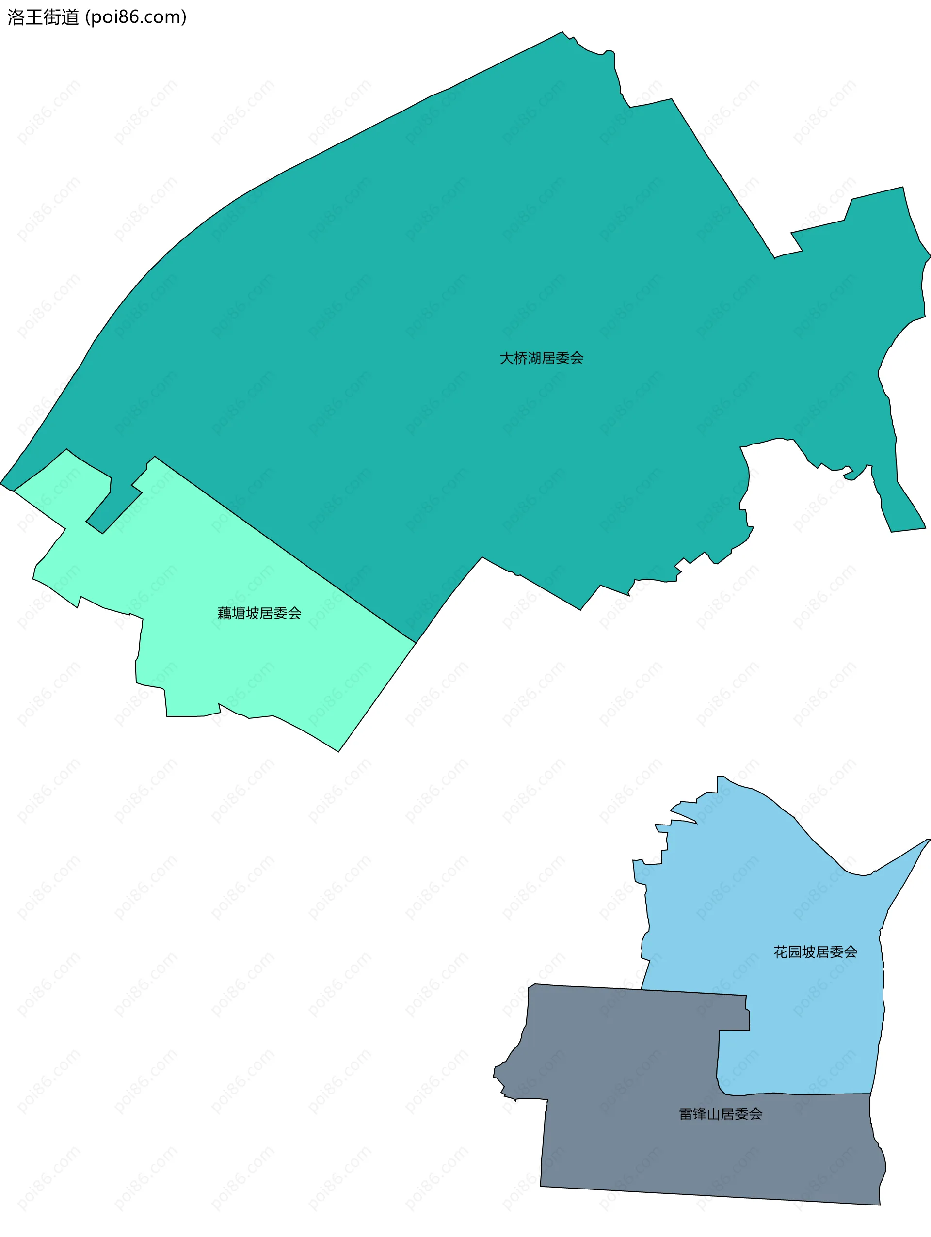 洛王街道边界地图(五级行政区划)