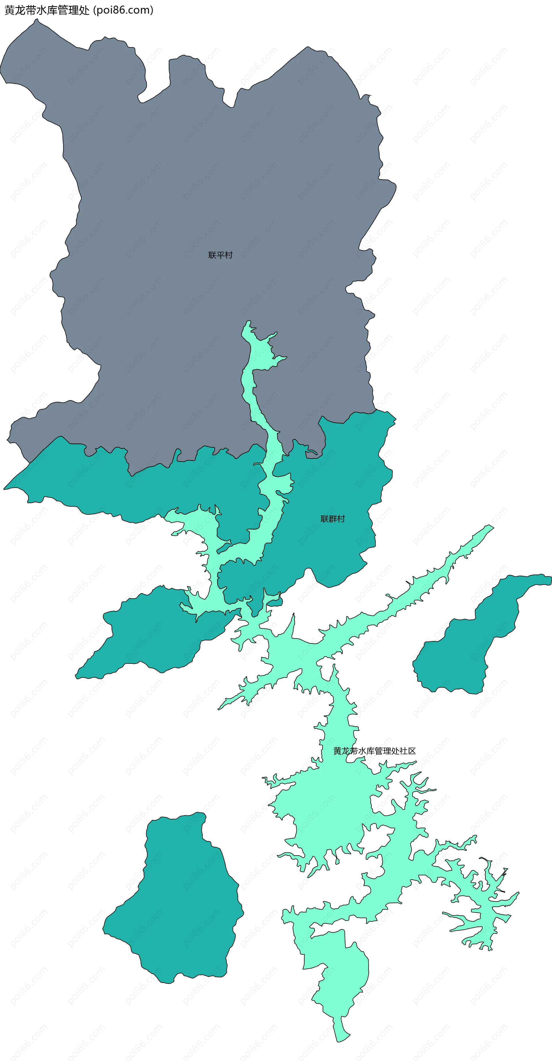 黄龙带水库管理处边界地图(五级行政区划)