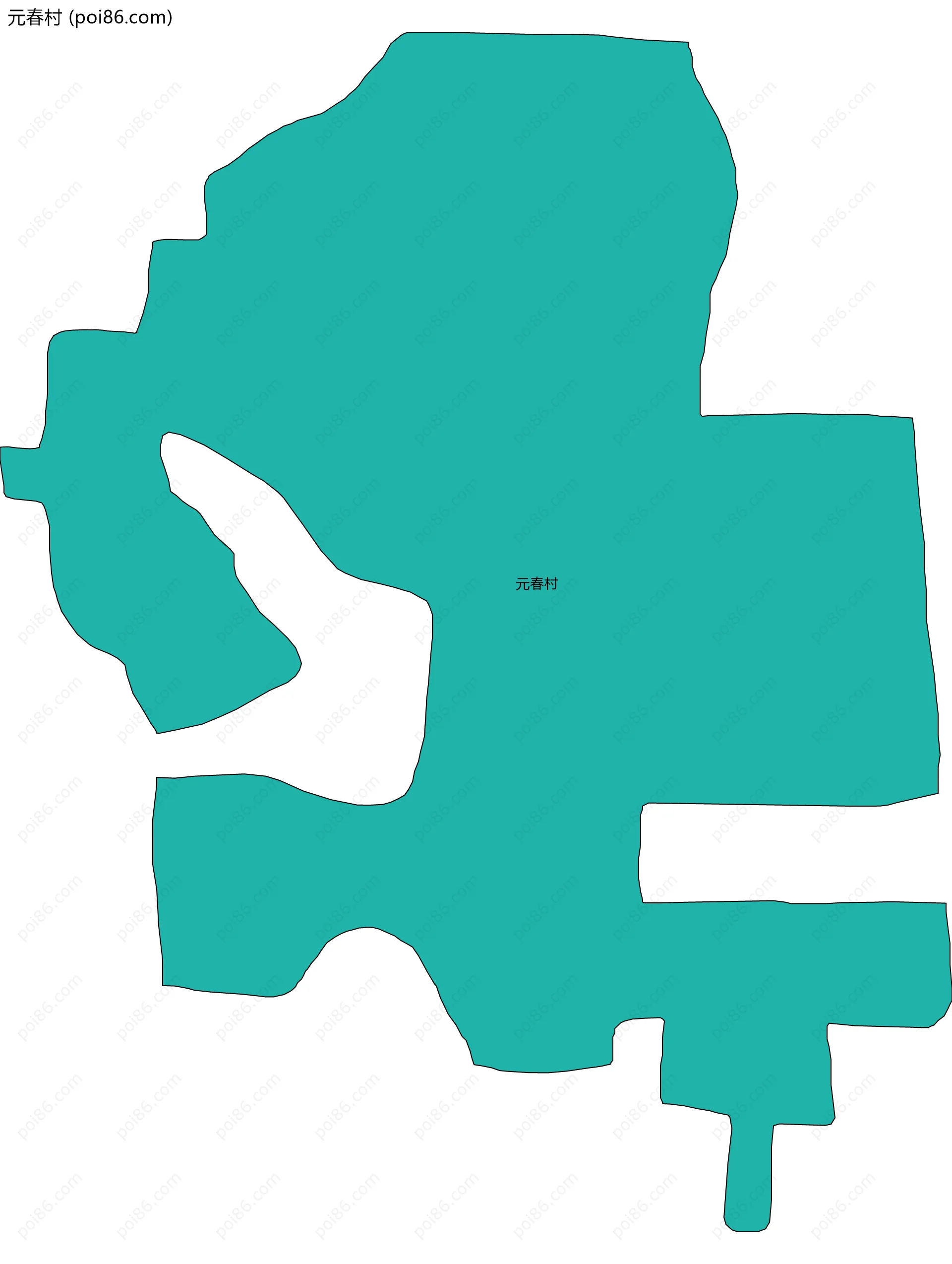 元春村边界地图