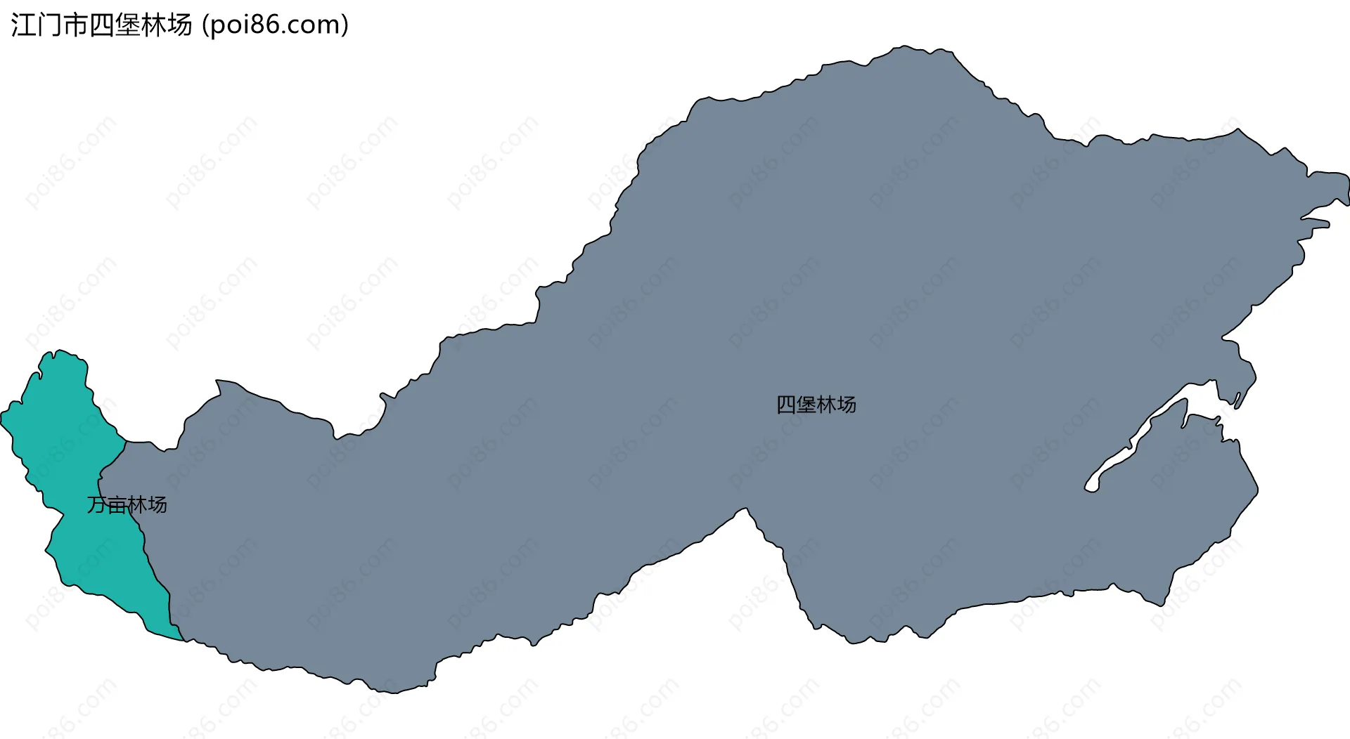 江门市四堡林场边界地图(五级行政区划)