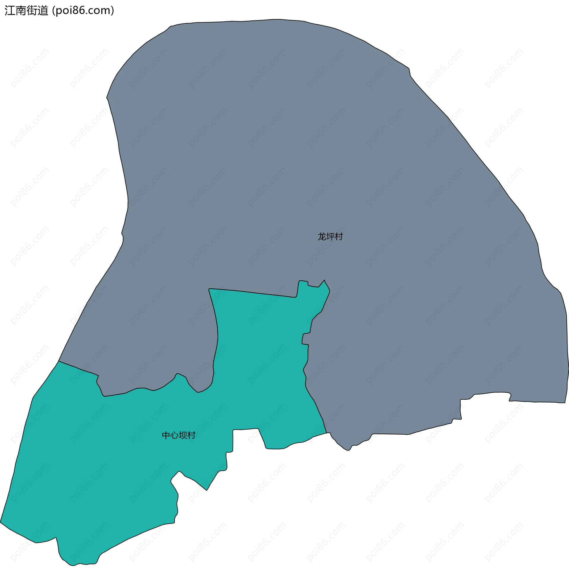 江南街道边界地图(五级行政区划)