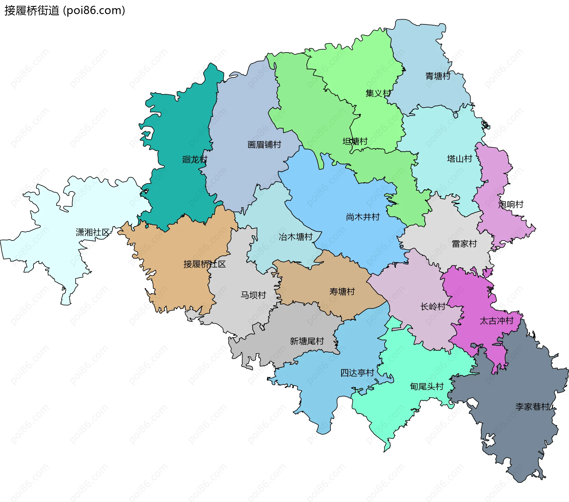 接履桥街道边界地图(五级行政区划)
